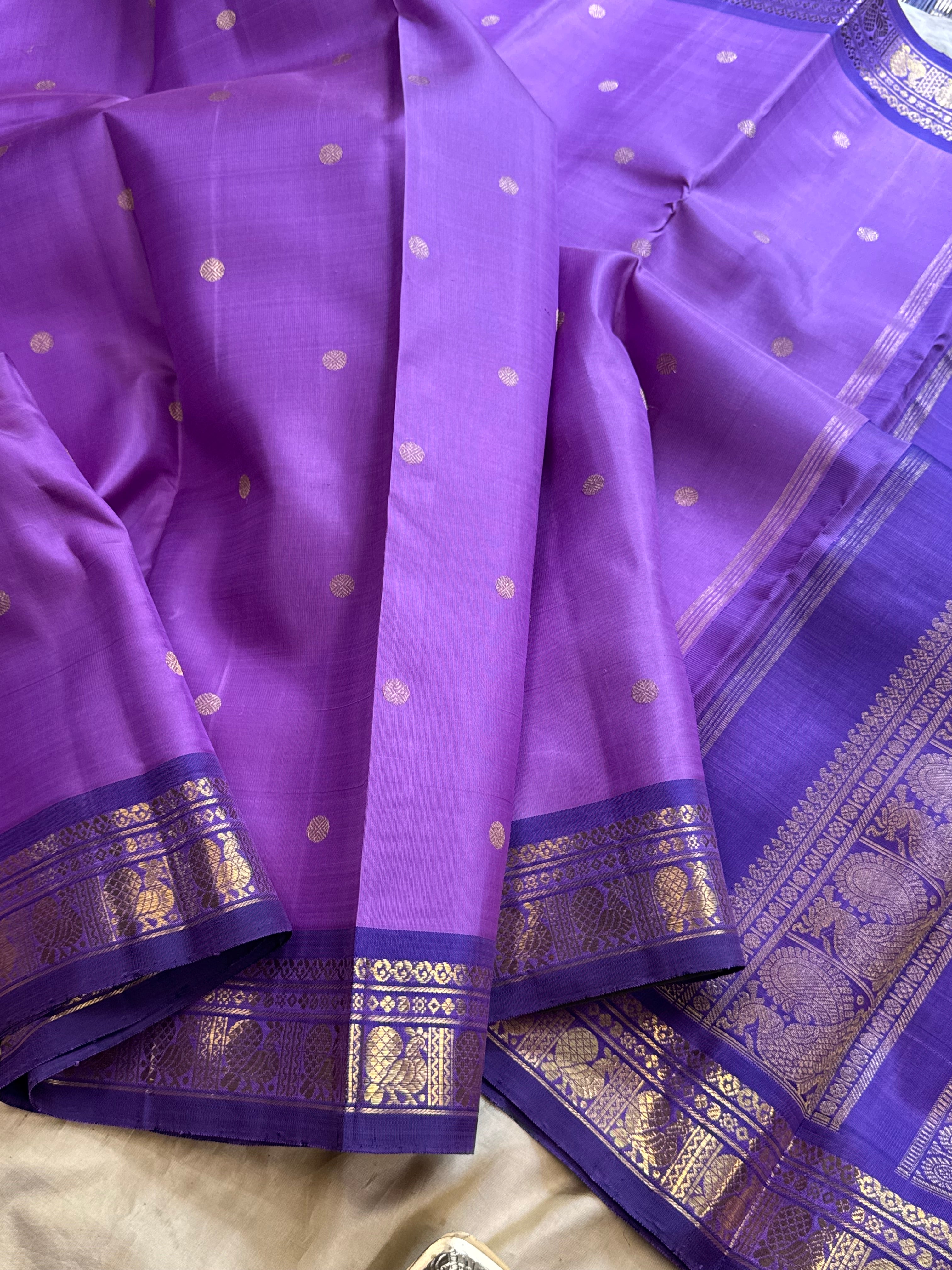 Lavender purple Annam pet border / Kanjipuram silk