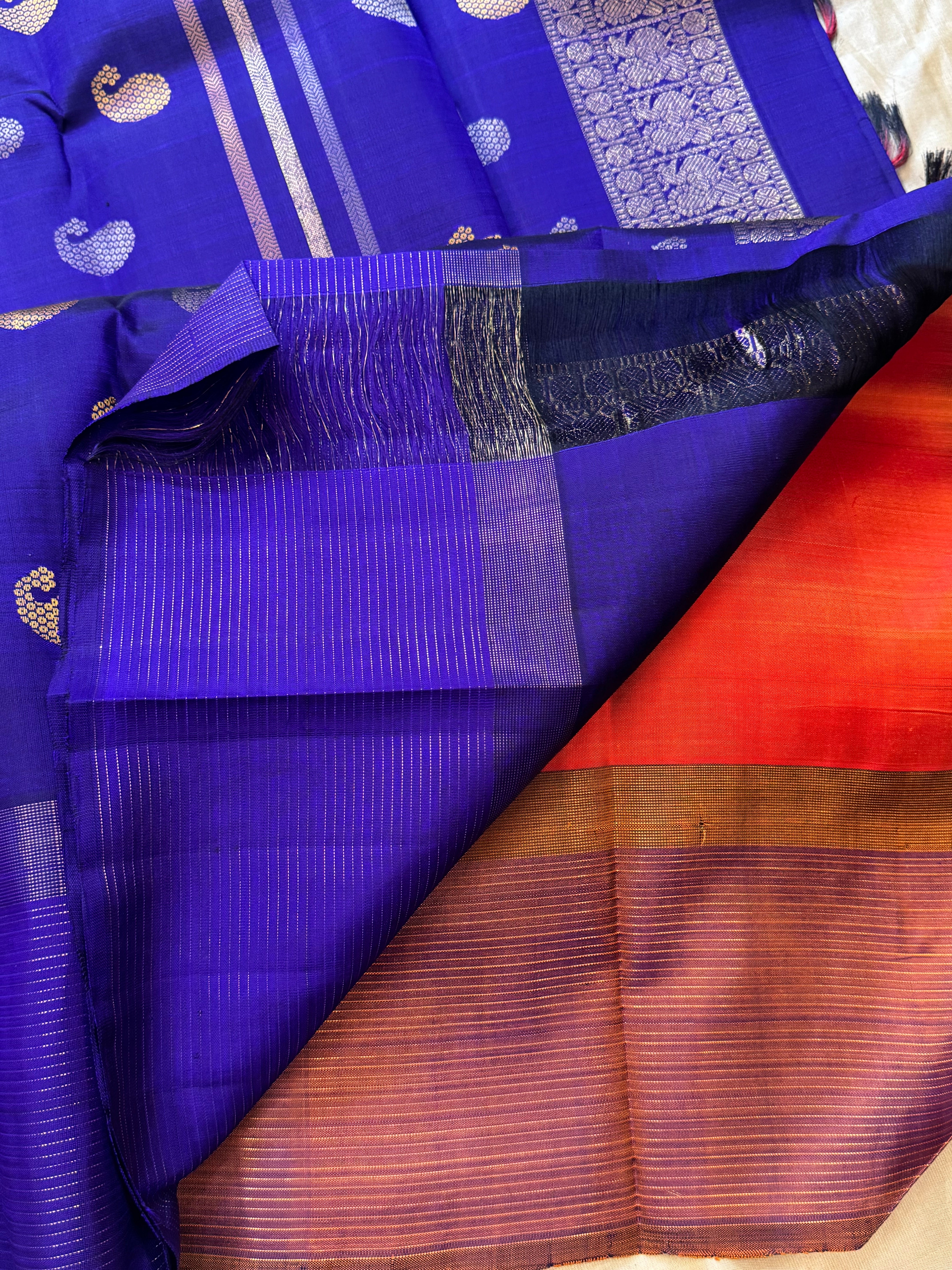 Orange Ganga Jamuna Oosi / simple kanjipuram silk