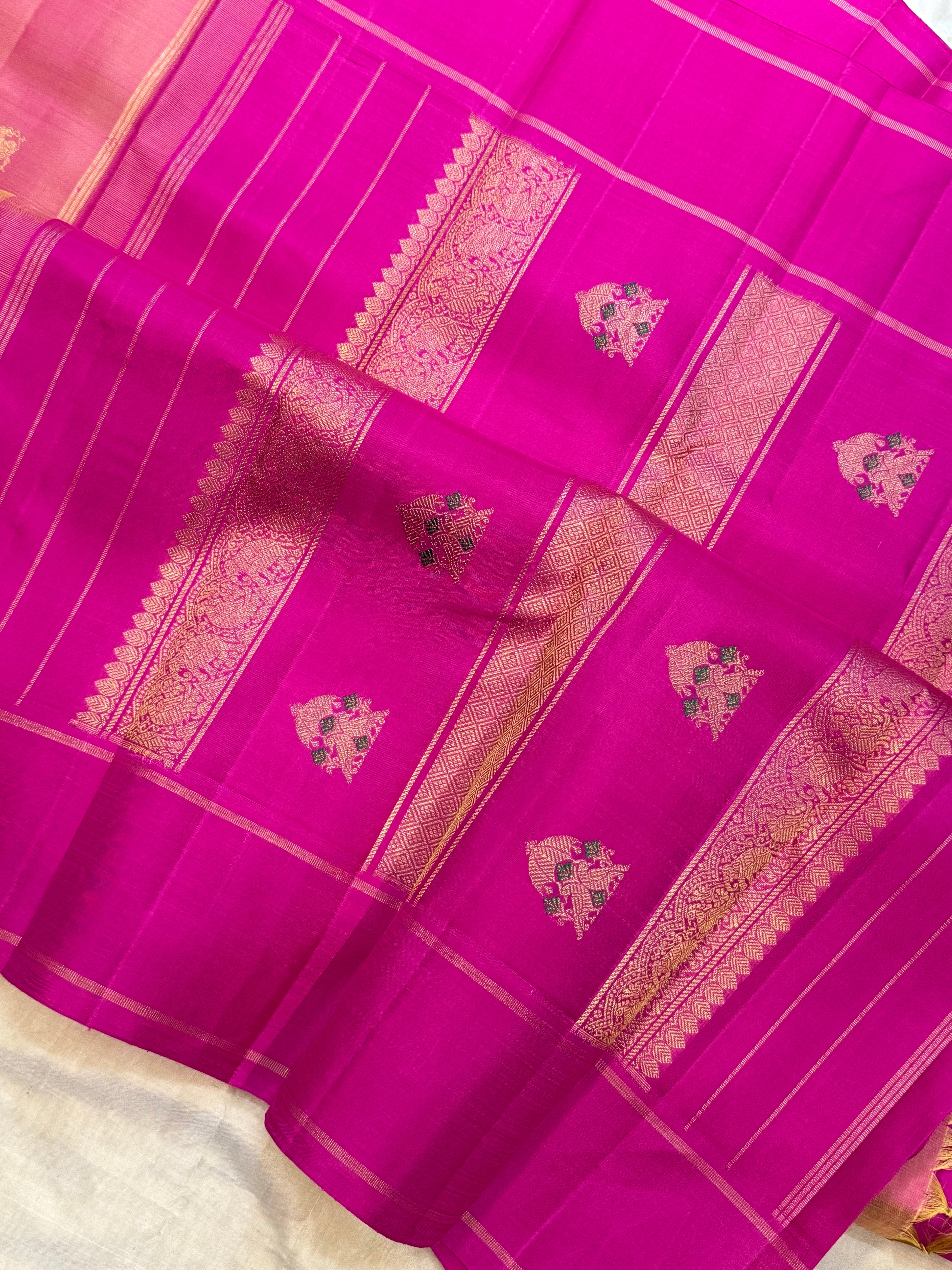 Red shot pink yazhli butta unique pallu / Kanjipuram silk CLSA8224