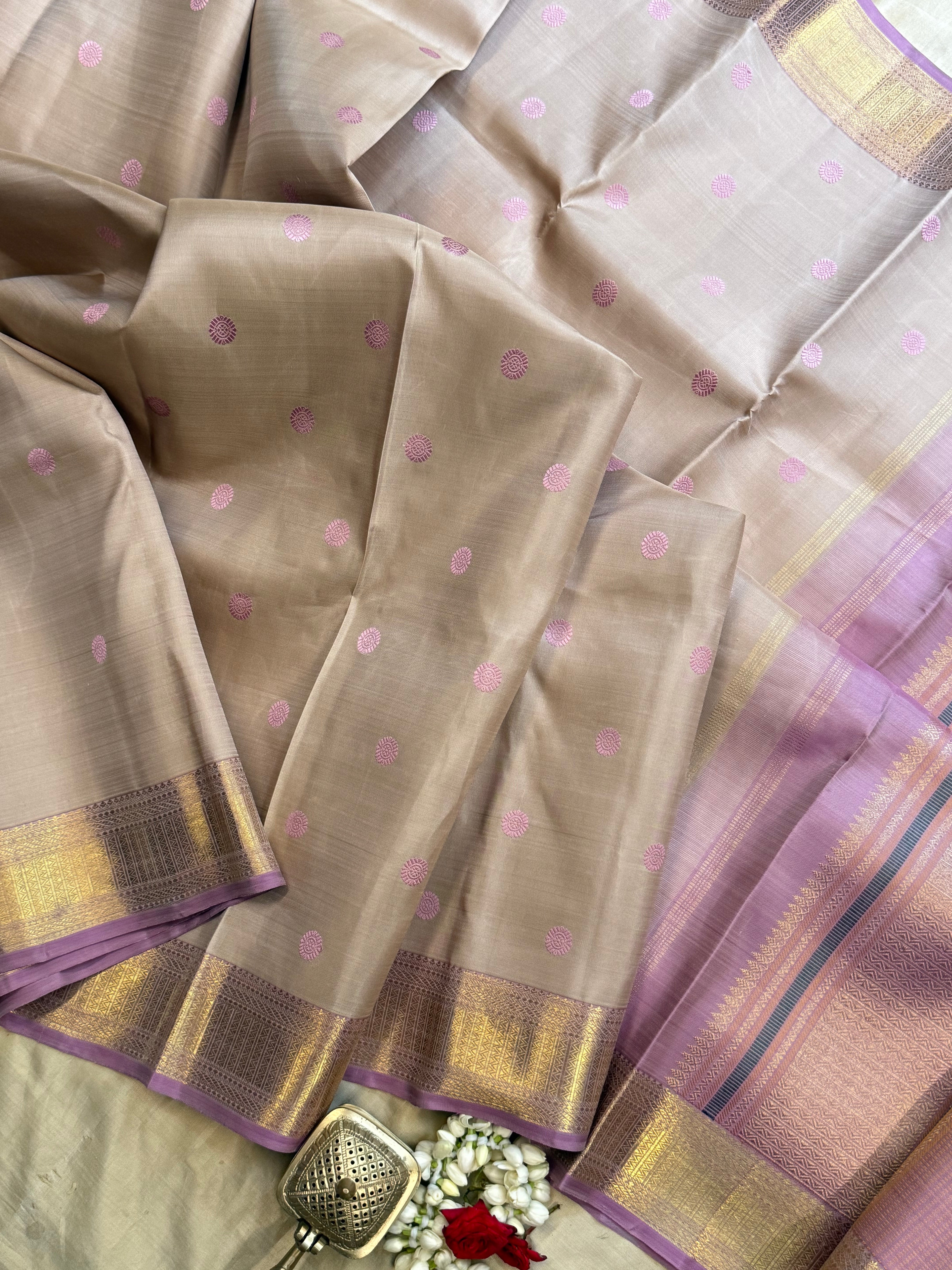 Onam edit - greyish pink thread butta / kanjipuram silk CLSA6028