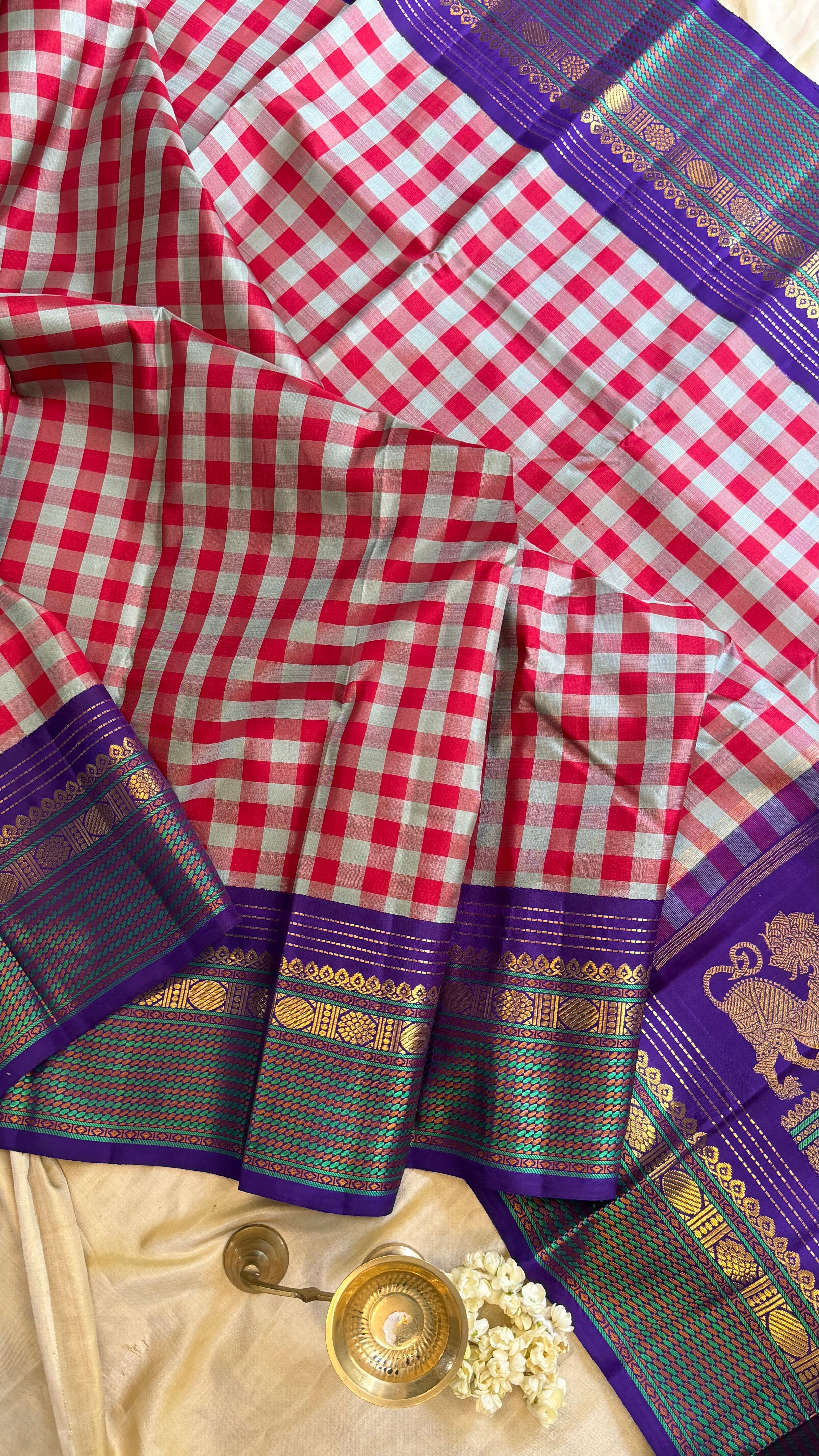 Master weaver - Vintage kattam singam pallu / Kanjipuram Silk