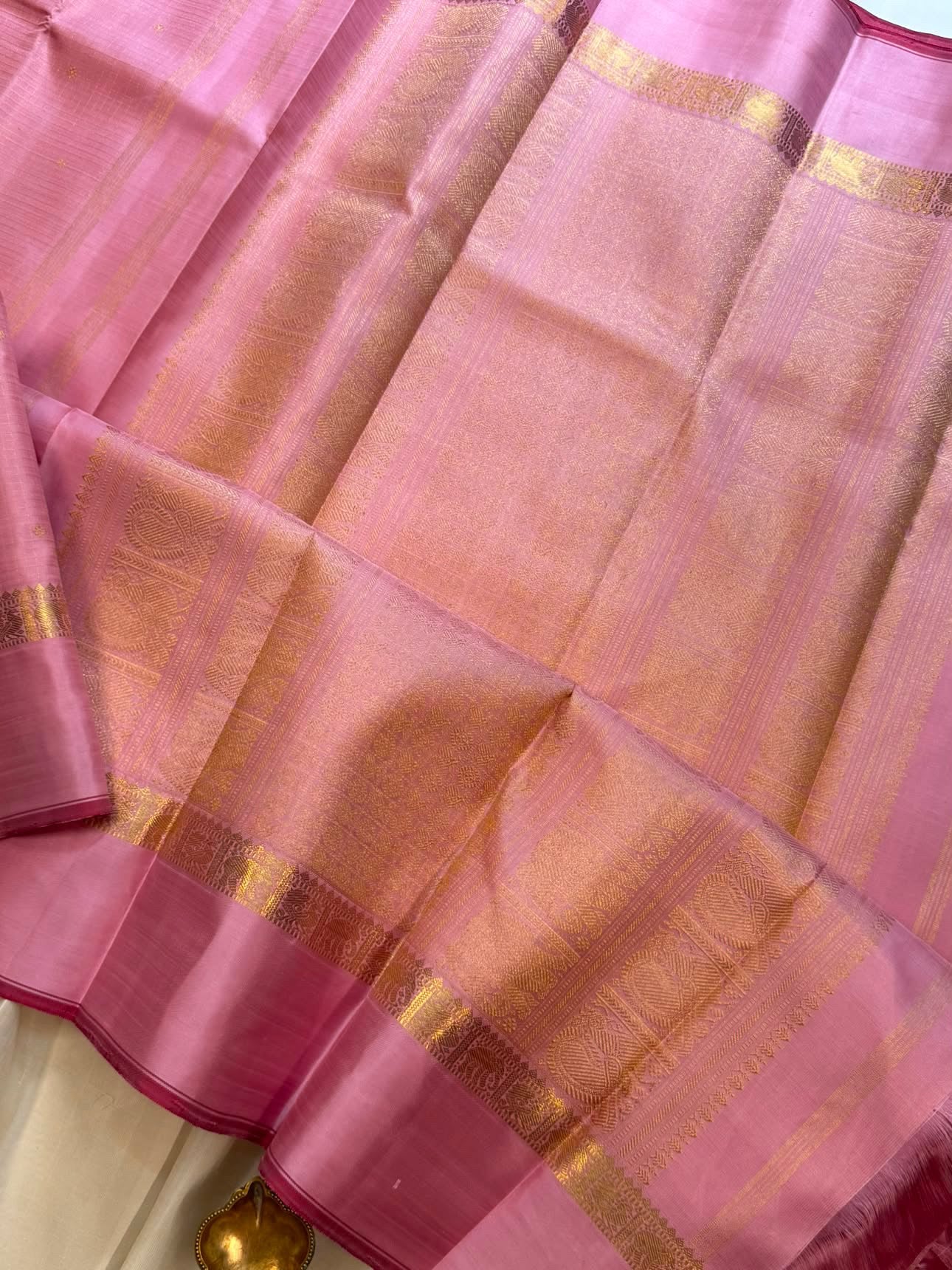 Light pink pure Zari Kattam / kanjipuram silk saree CLSA 10366