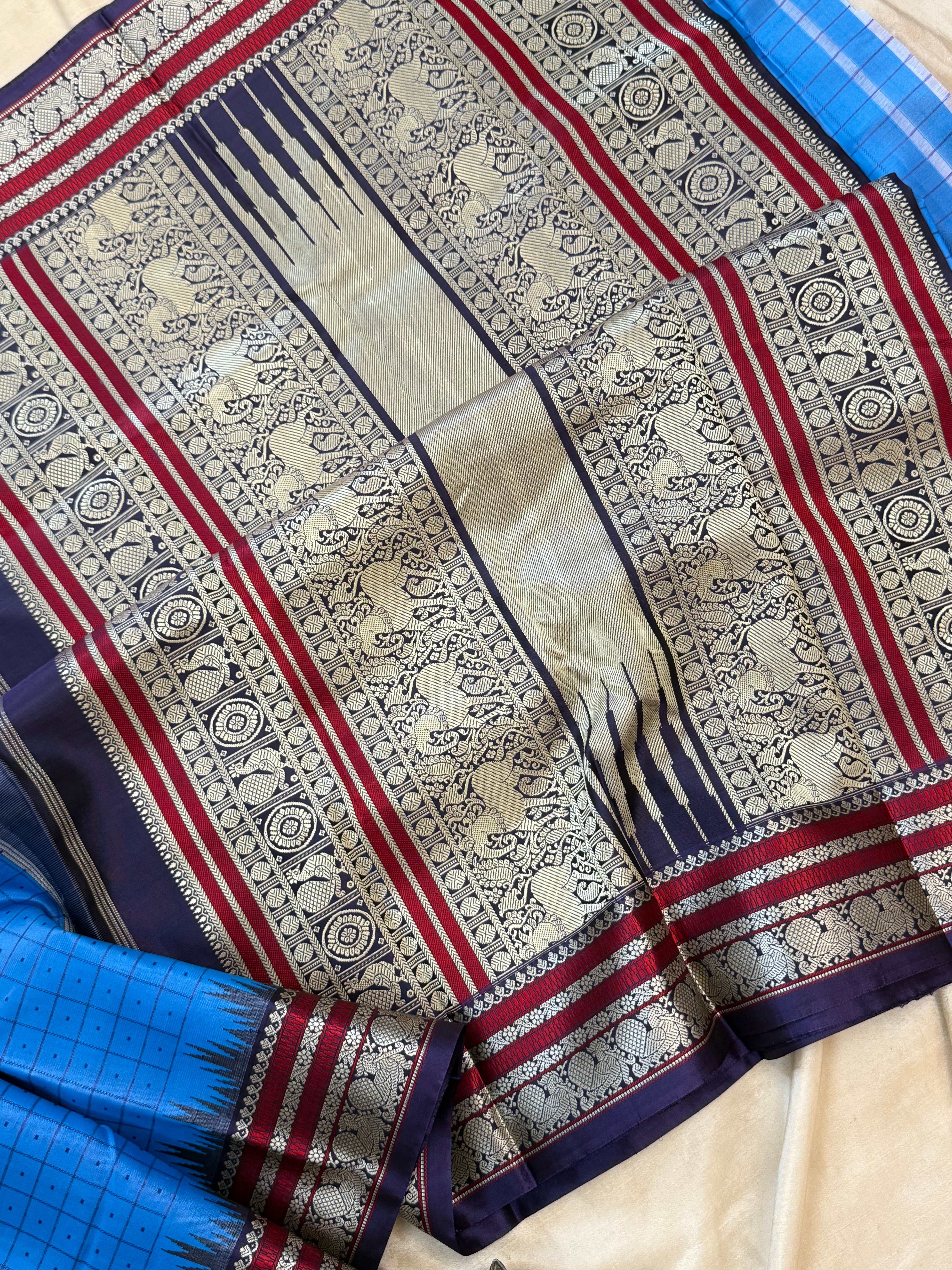 Aanadha blue Laksham Butta / Special edition silk saree