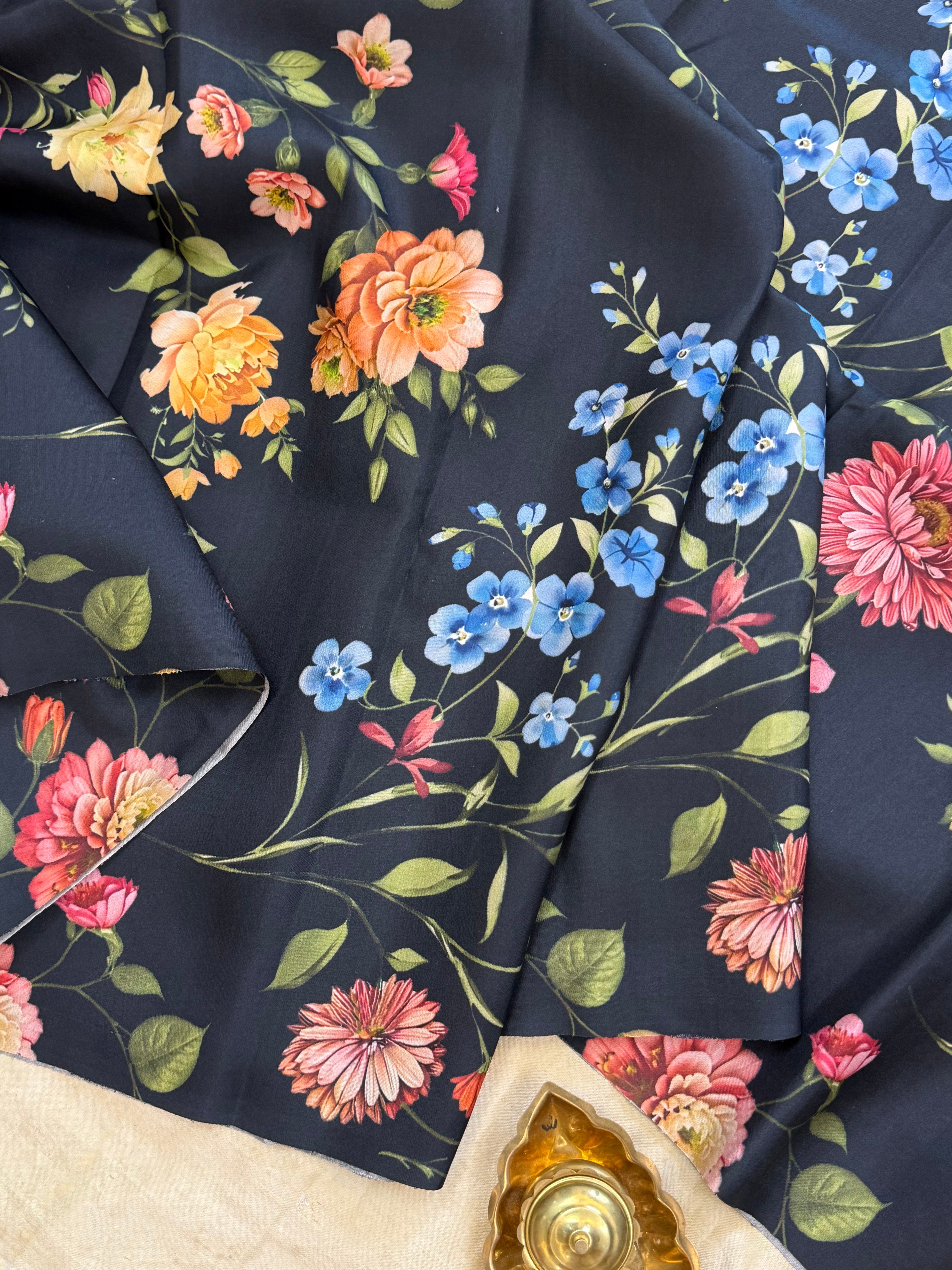 FLORAL DIGITAL PRINTED PURE ZARI / KANJIPURAM SILK SAREE CLSA 10814