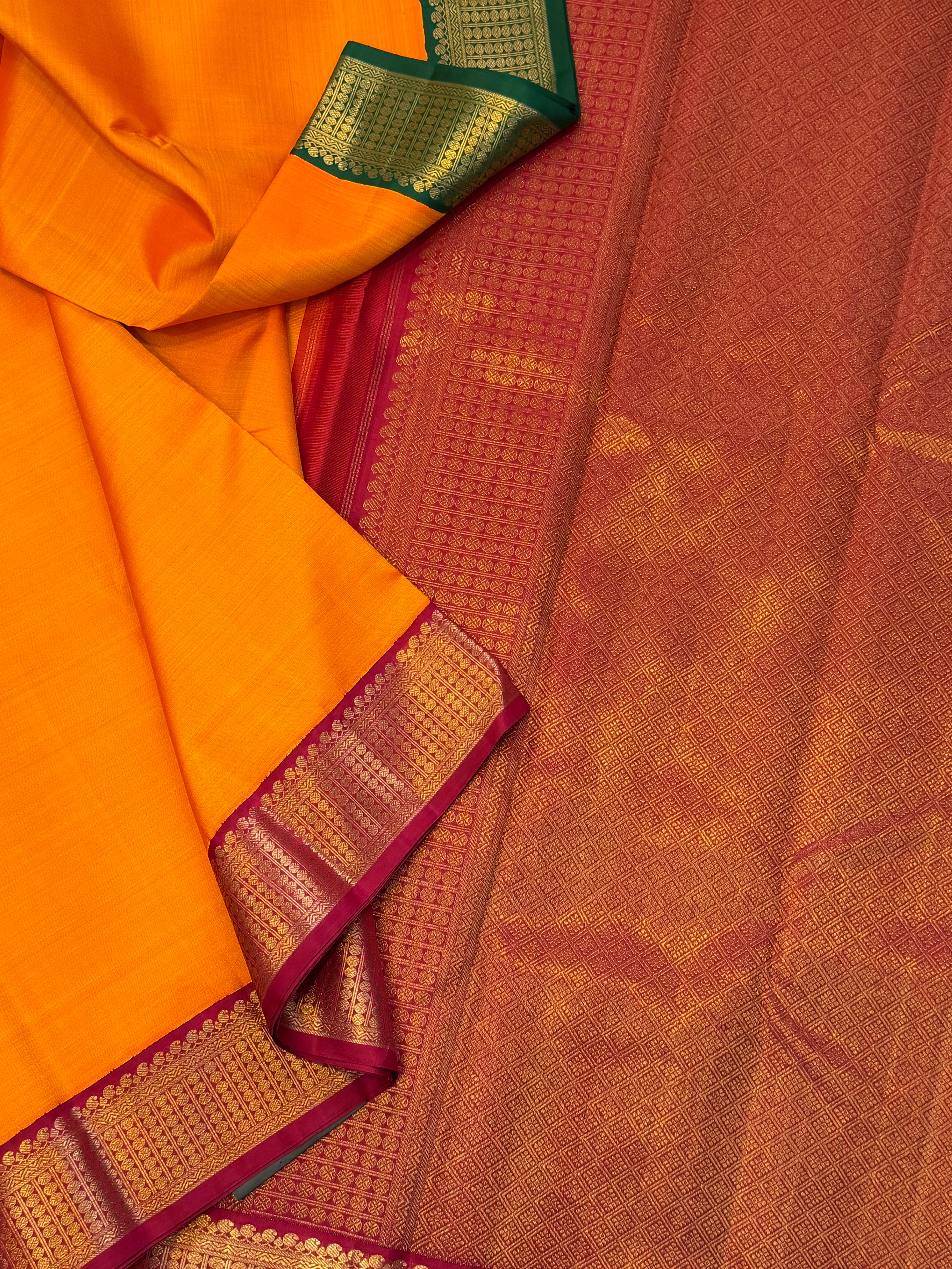 Mango yellow Ganga Jamuna double palla Arani saree