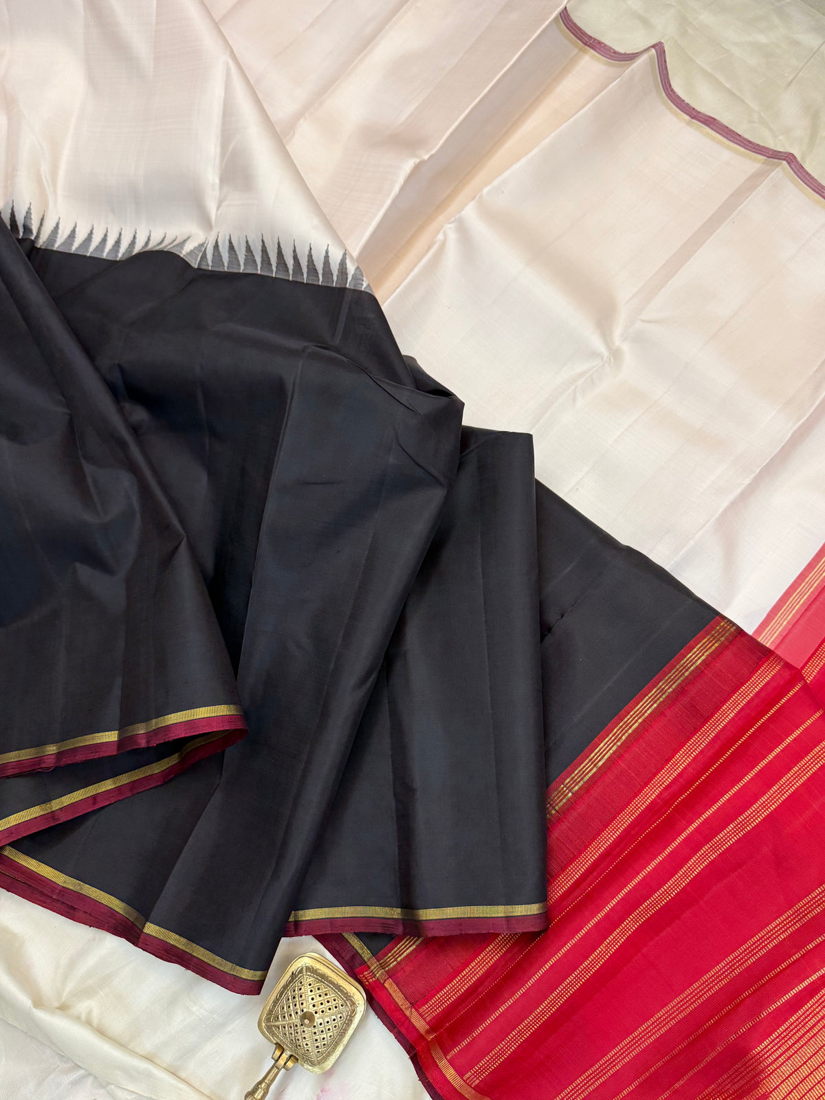 Half and Half pure Zari/Kanjipuram silk saree clsa 12795