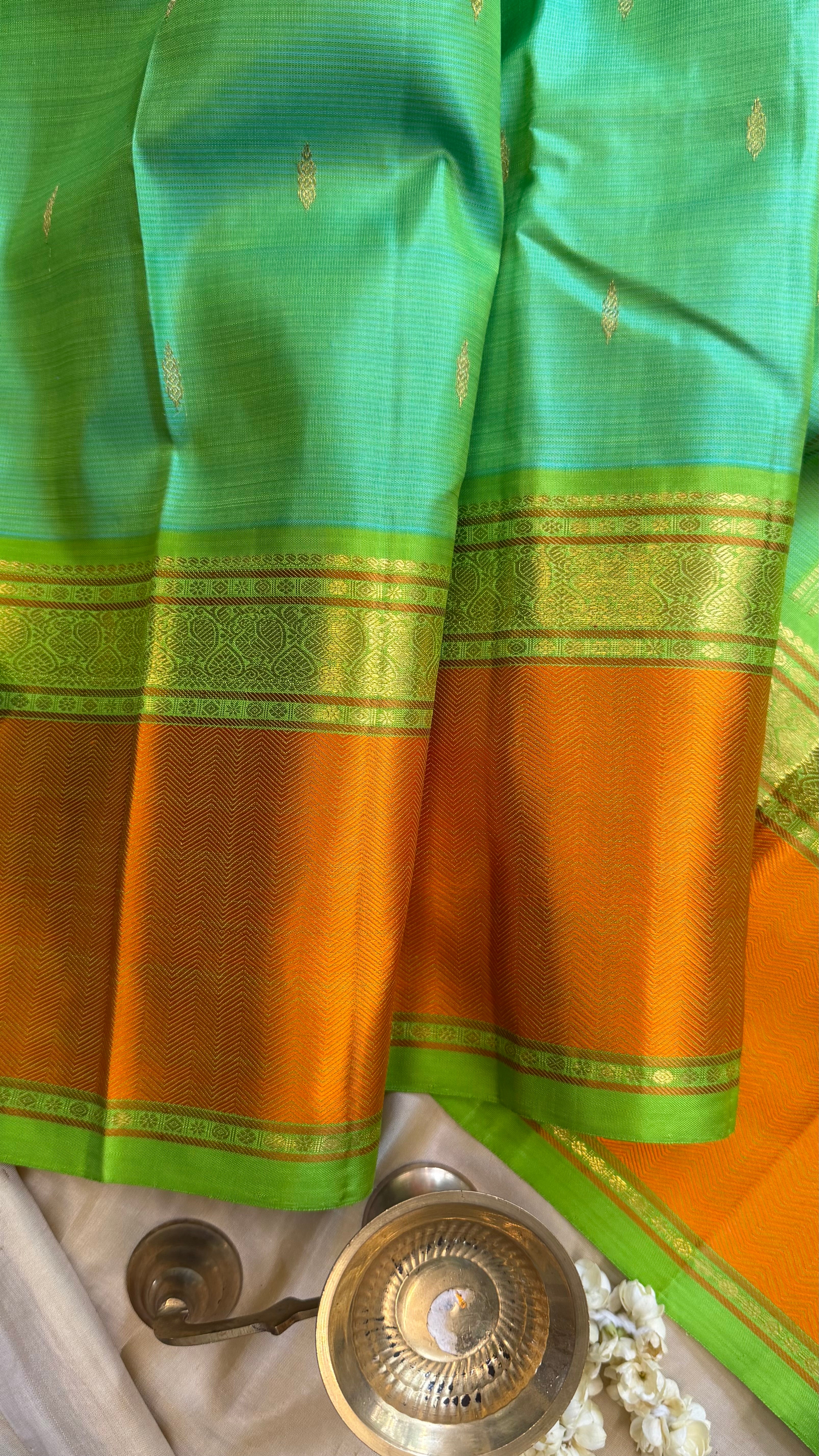 Master weaver - Green shot parrot green / Kanjipuram Silk