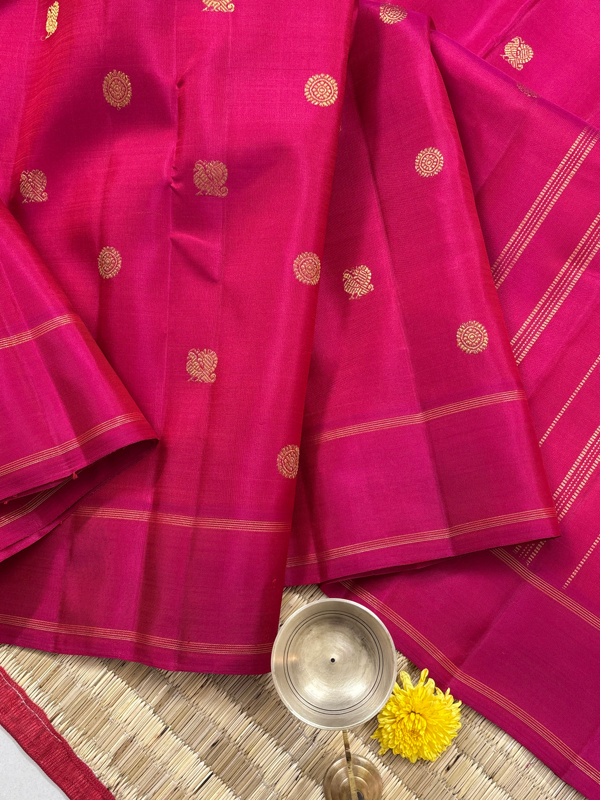Reddish pink with pure zari butta/kanjipuram silk saree clsa 12320