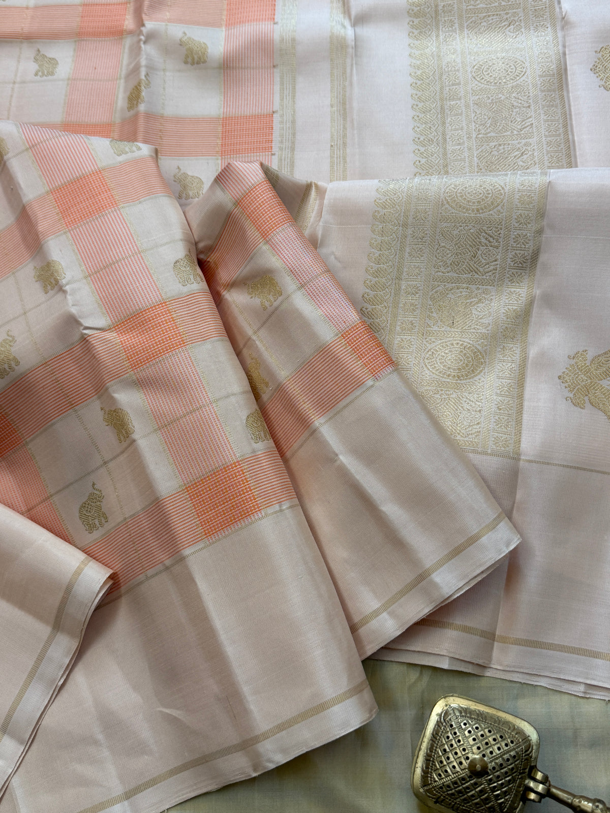 Pastel Chettinad kattam / Kanjipuram silk clsa 11628
