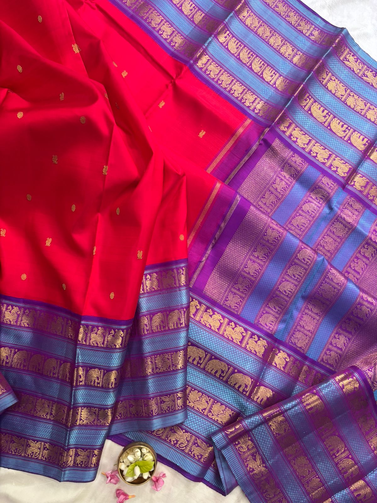 Red varisapet korvai kanjipuram silk
