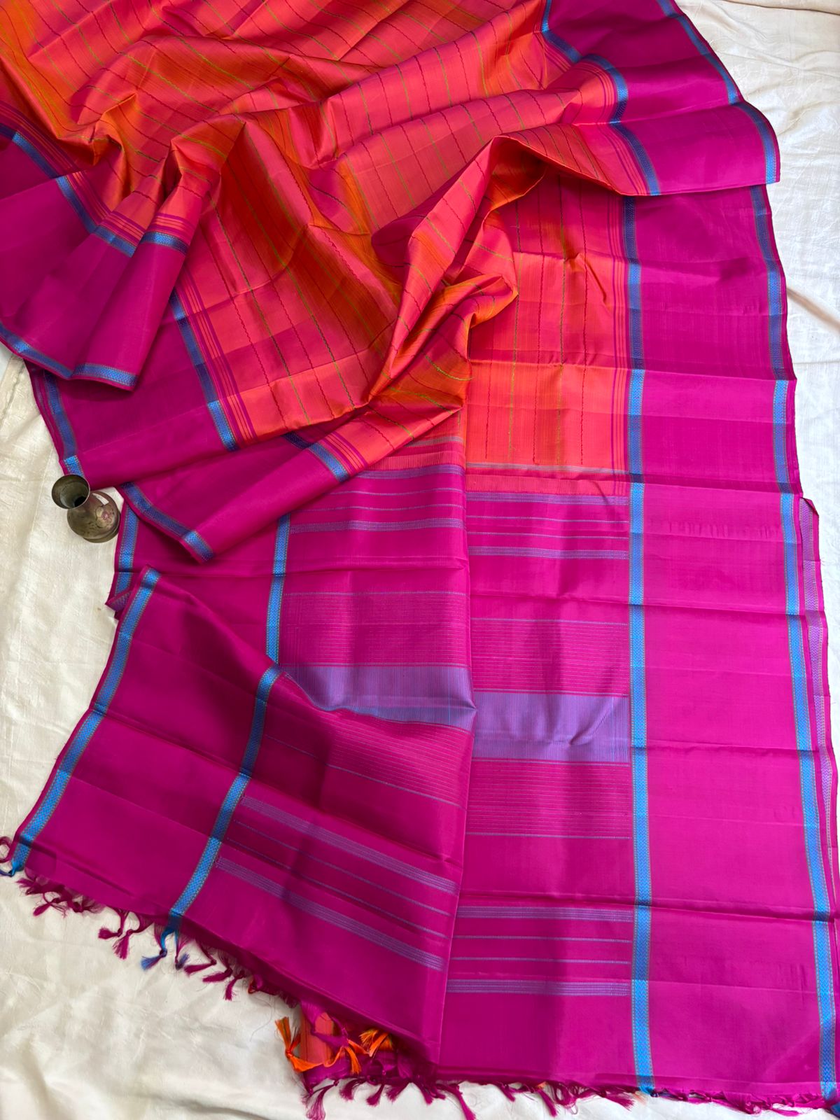 Orangish pink veldhari/ Arani silk