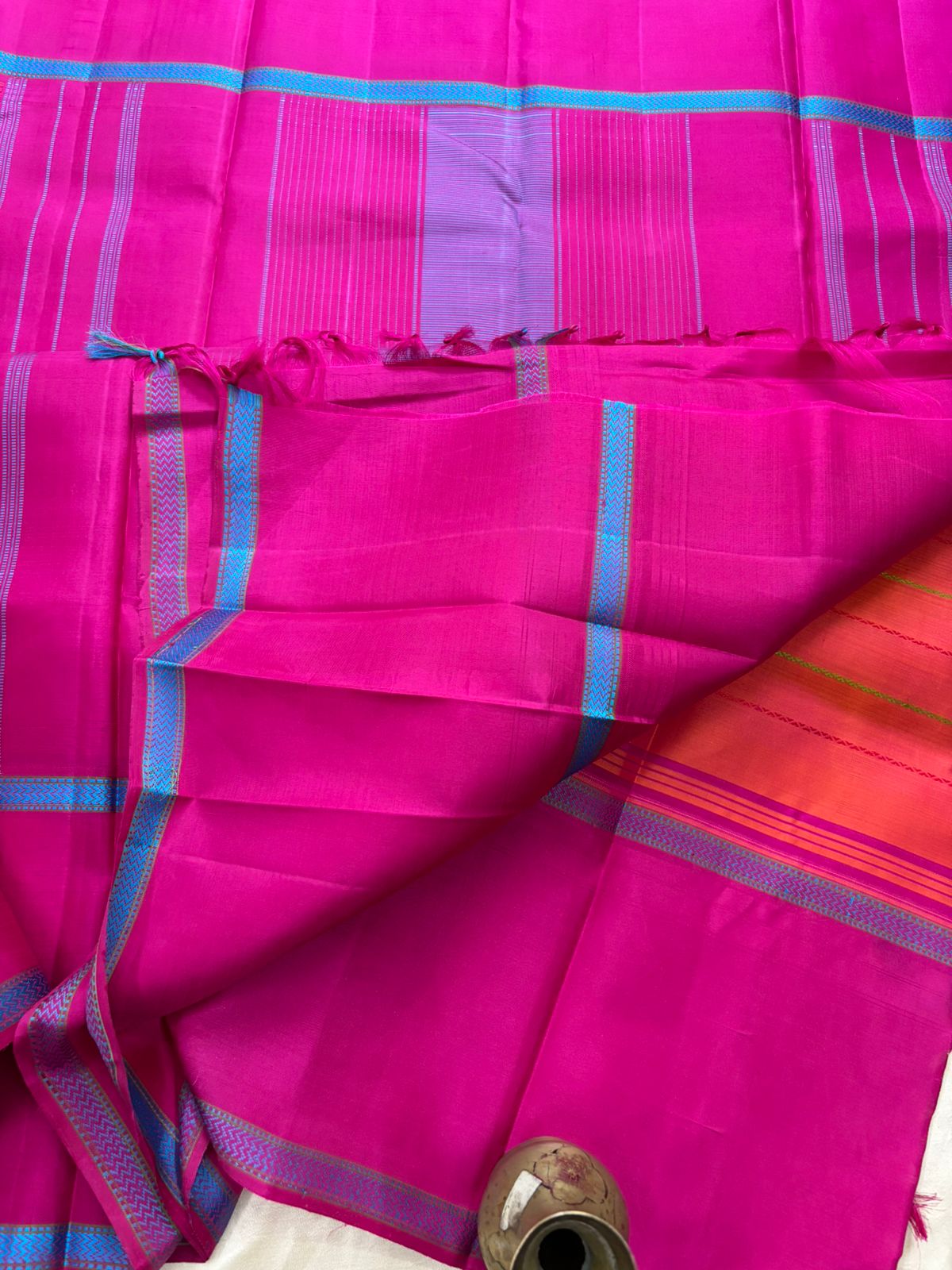 Orangish pink veldhari/ Arani silk