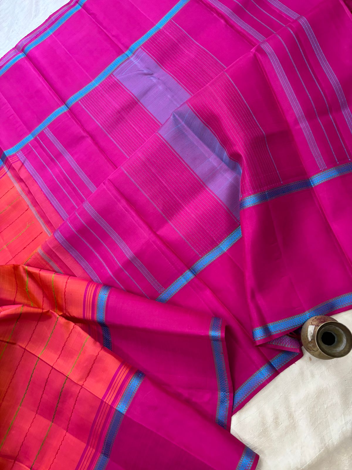 Orangish pink veldhari/ Arani silk