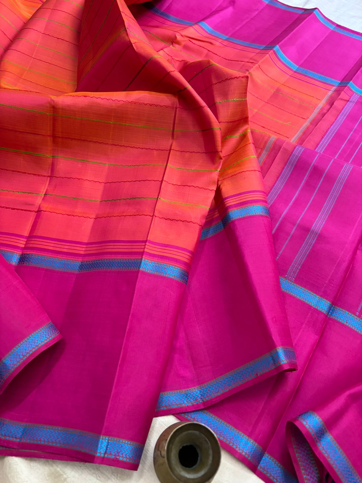 Orangish pink veldhari/ Arani silk