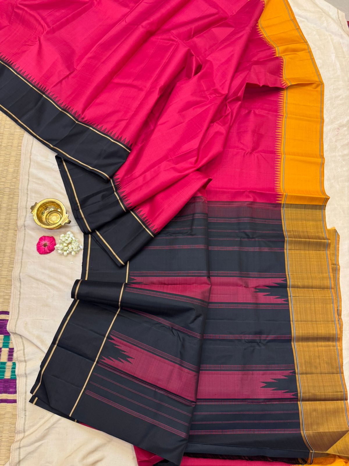 Pinkish red ganga jamuna/ Arani silk