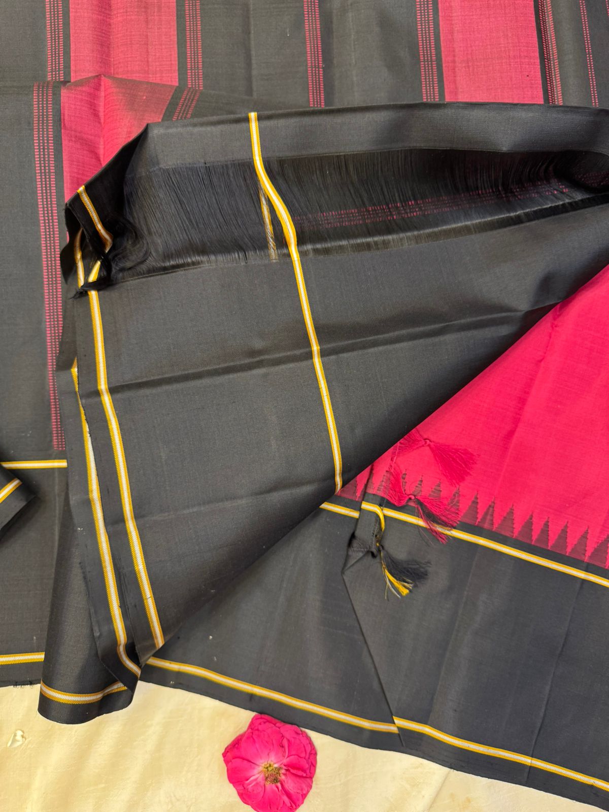 Pinkish red ganga jamuna/ Arani silk