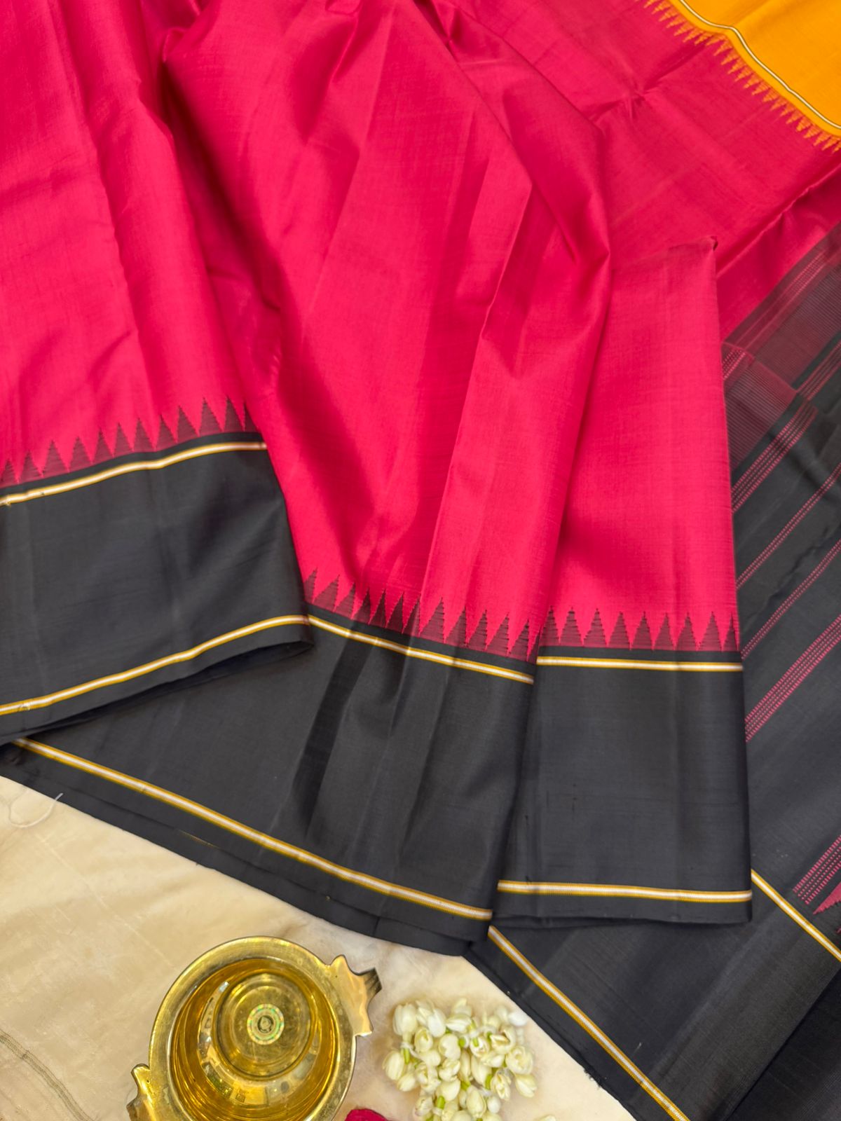 Pinkish red ganga jamuna/ Arani silk
