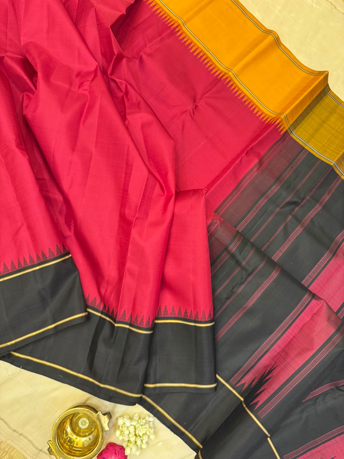 Pinkish red ganga jamuna/ Arani silk