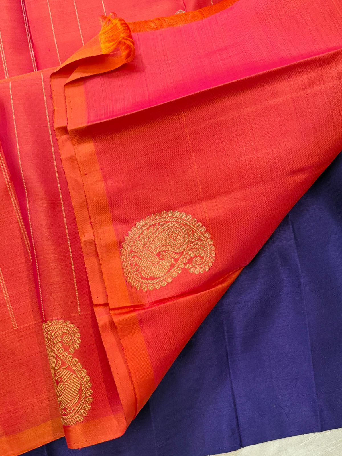 Dark purple borderless / kanjipuram silk