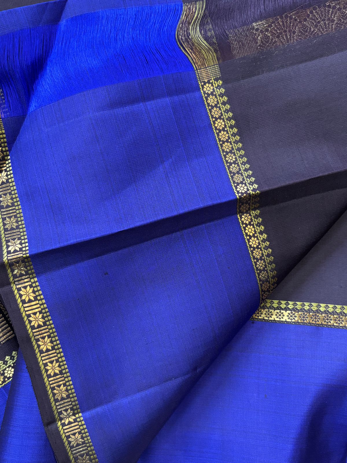 Deep nagapazham and blue rettapet border/ kanjipuram silk