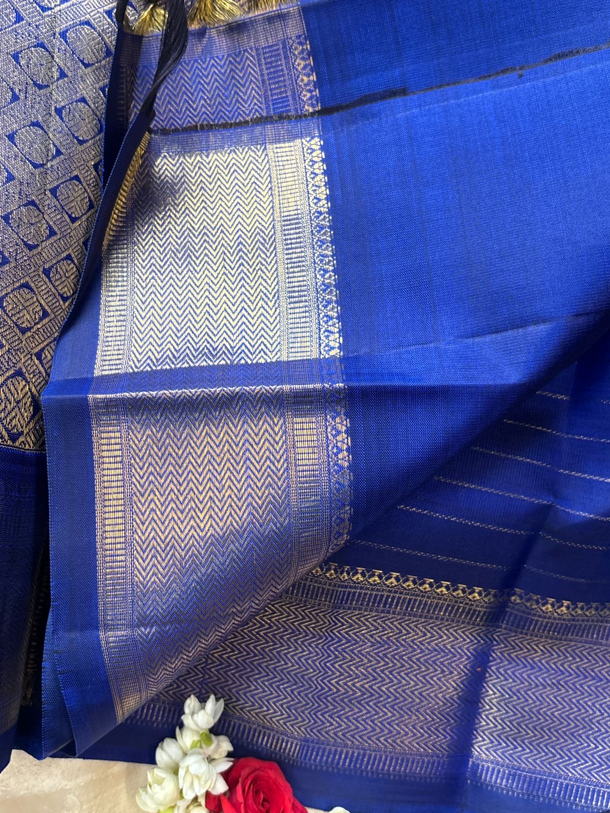 Ms blue zari kattam - Kanjipuram silk