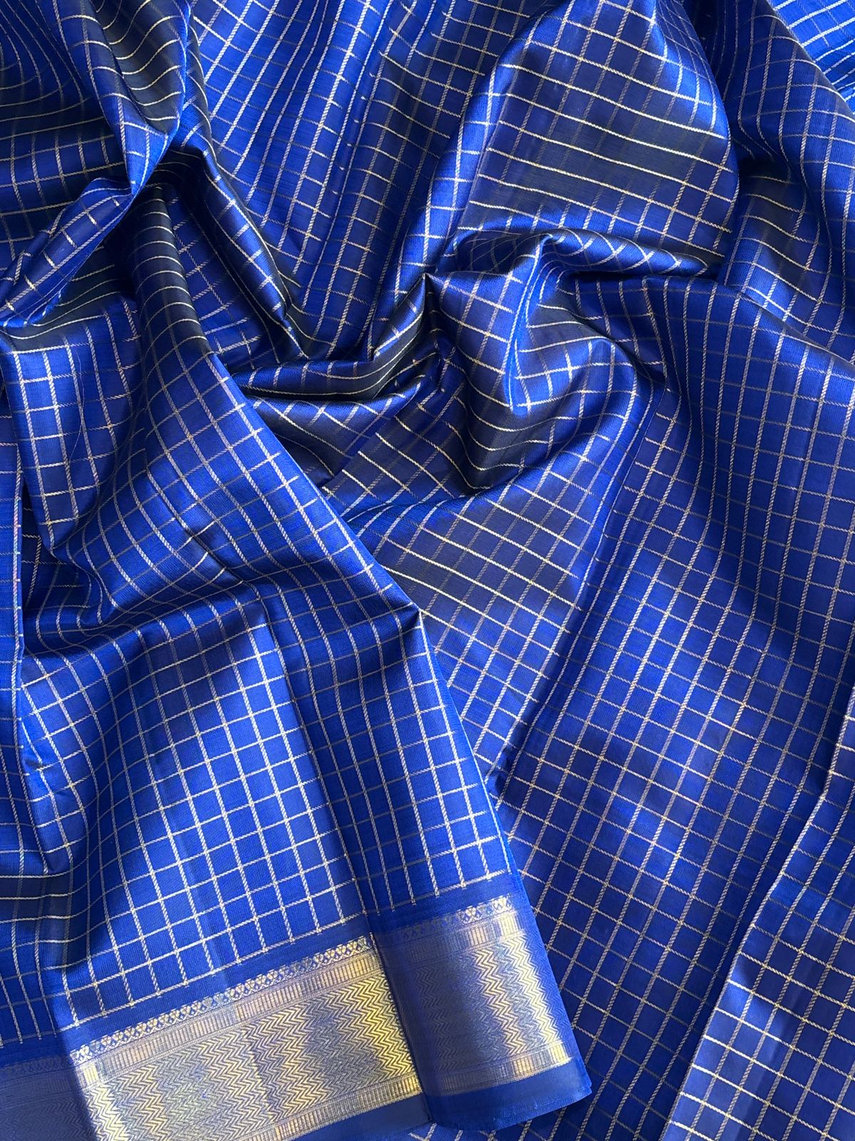Ms blue zari kattam - Kanjipuram silk