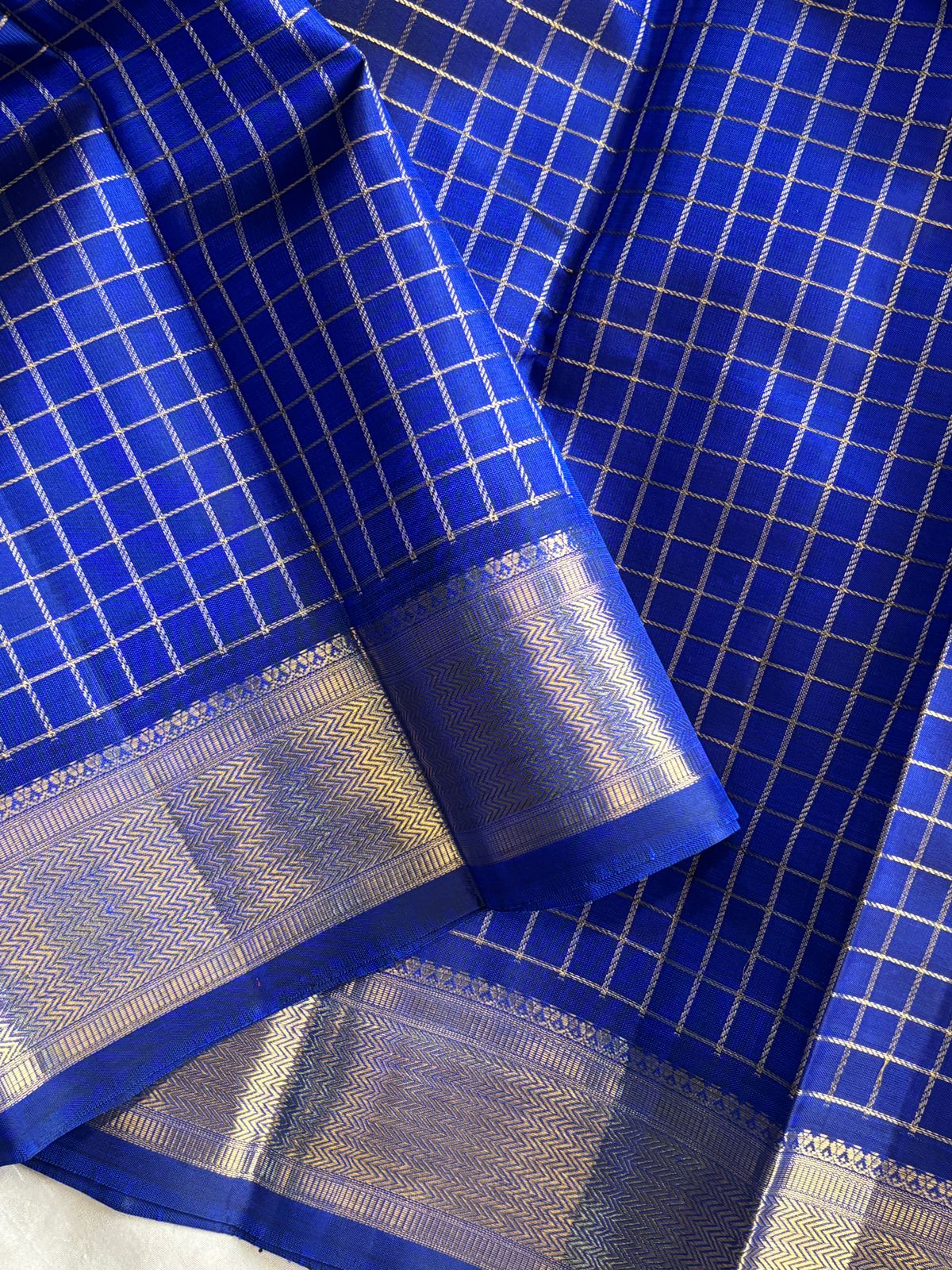Ms blue zari kattam - Kanjipuram silk