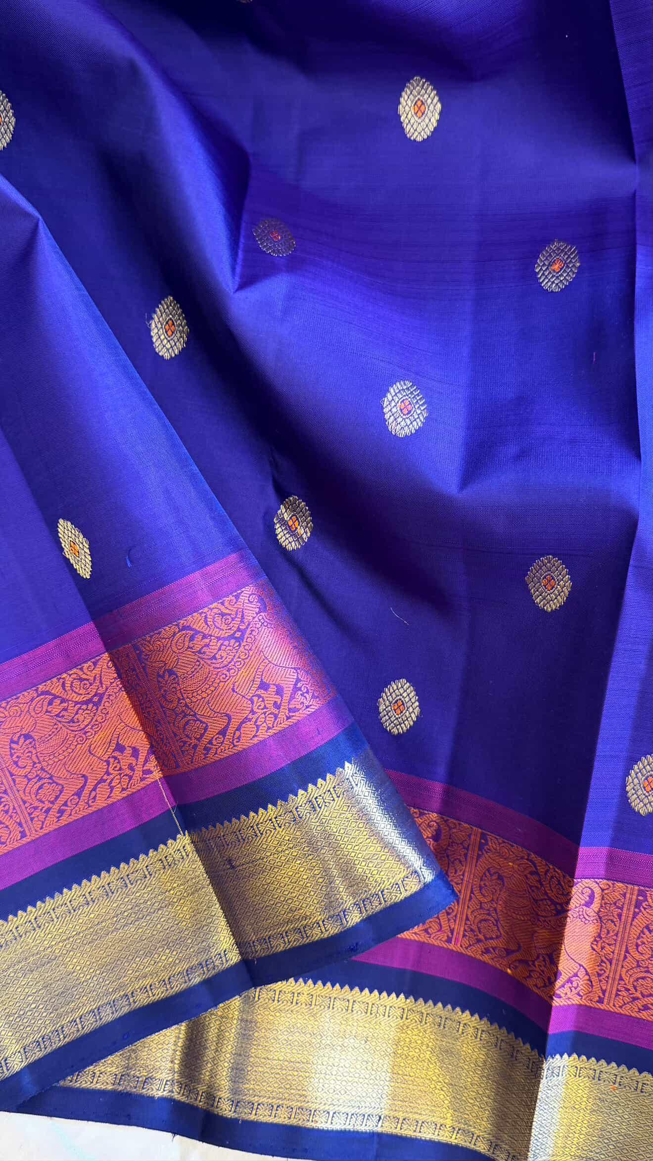 Vintage style double border and meenakari butta/ kanjipuram silk