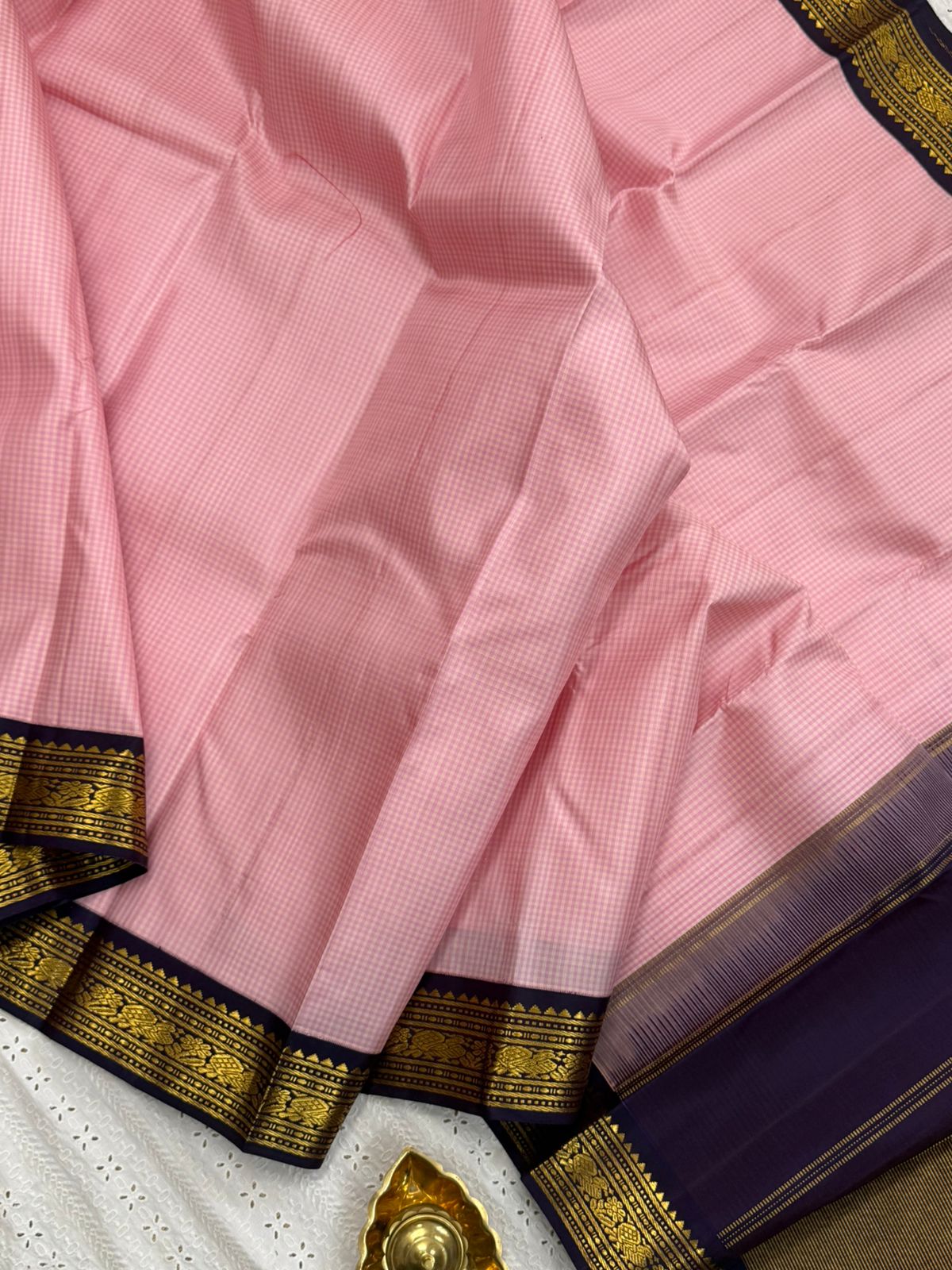 Pink checks and deep paaku / Arani Silk CLSA9878