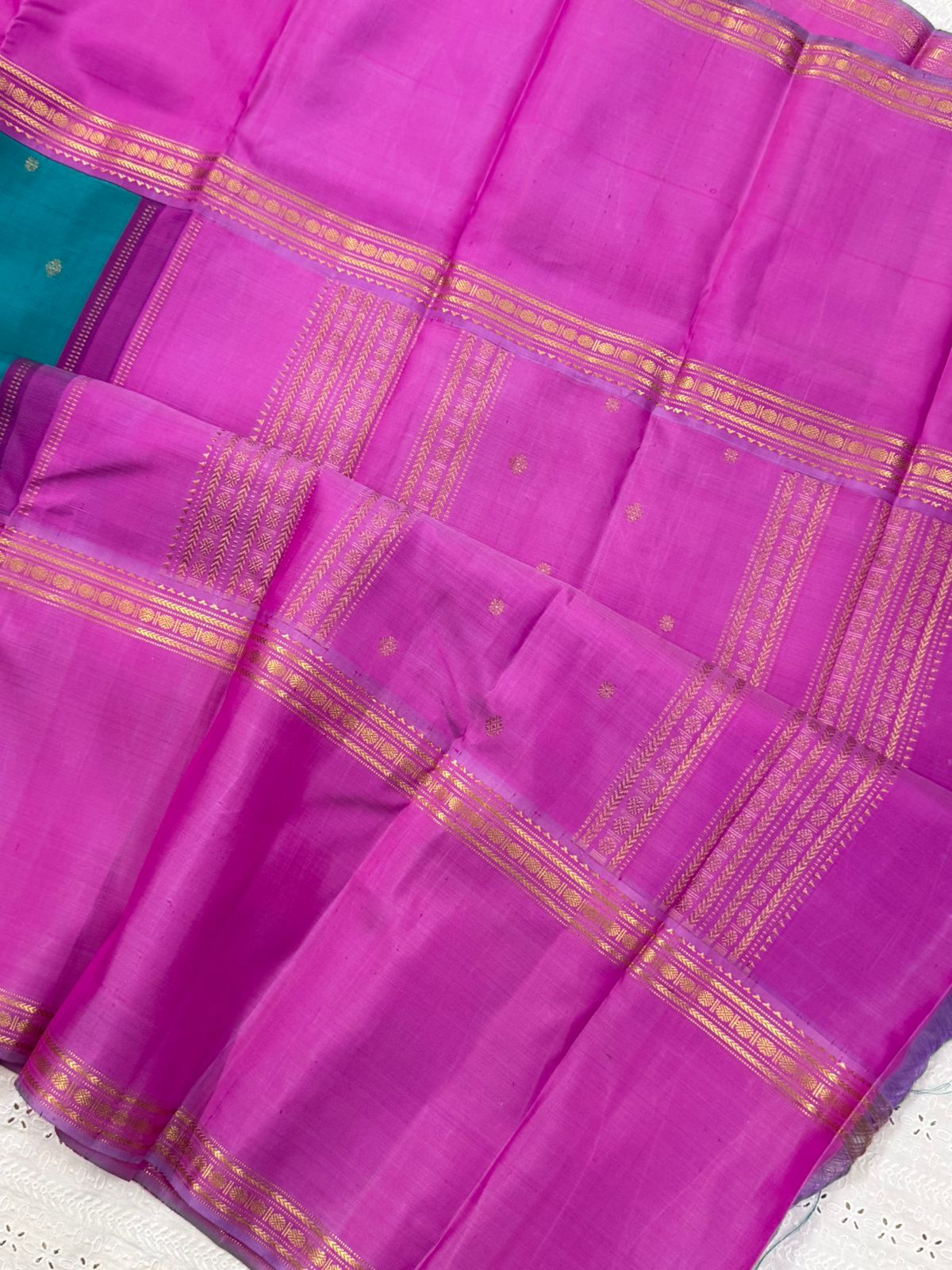 Teal green and pink long border/ Arani silk CLSA9867