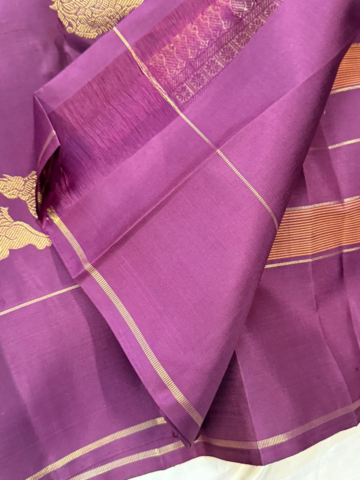 Paaku and rust Chettinad kattam yaanai butta - unique yazhi pallu / Kanjipuram silk CL9904