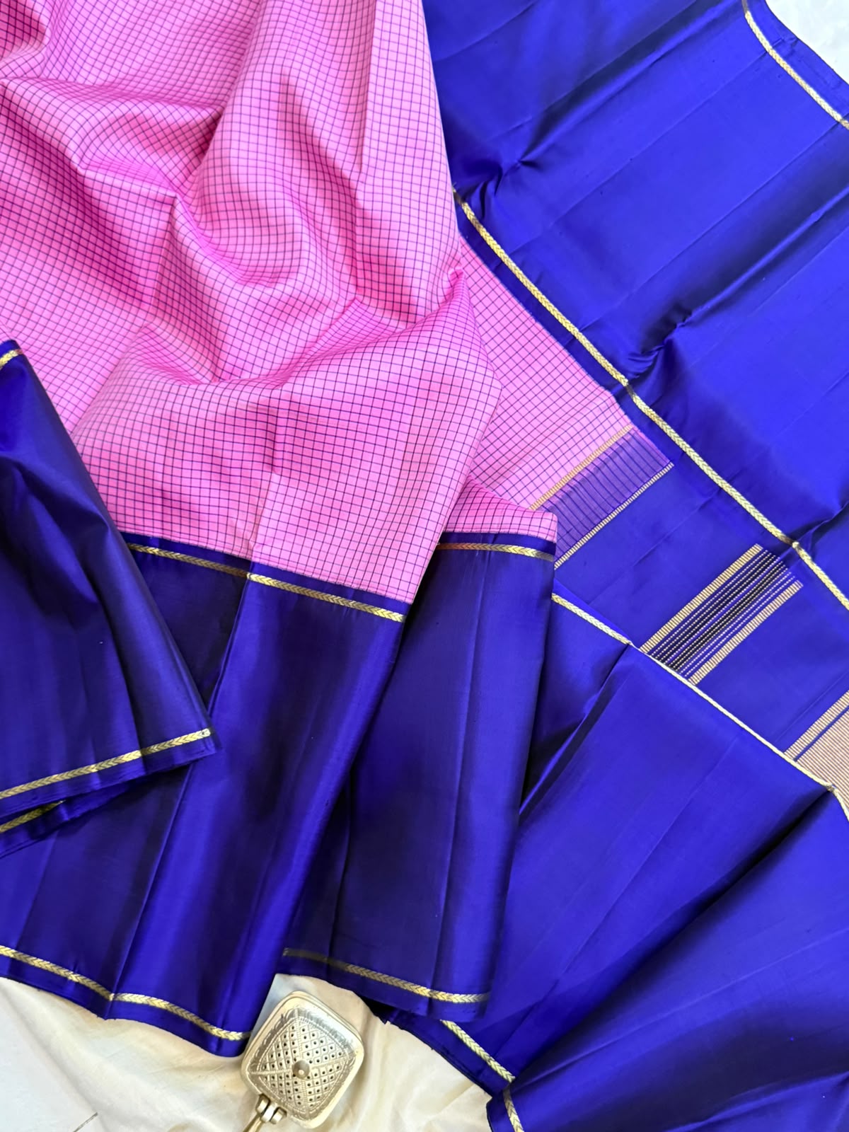 Pink kattam long border/ Kanjipuram silk CL9922