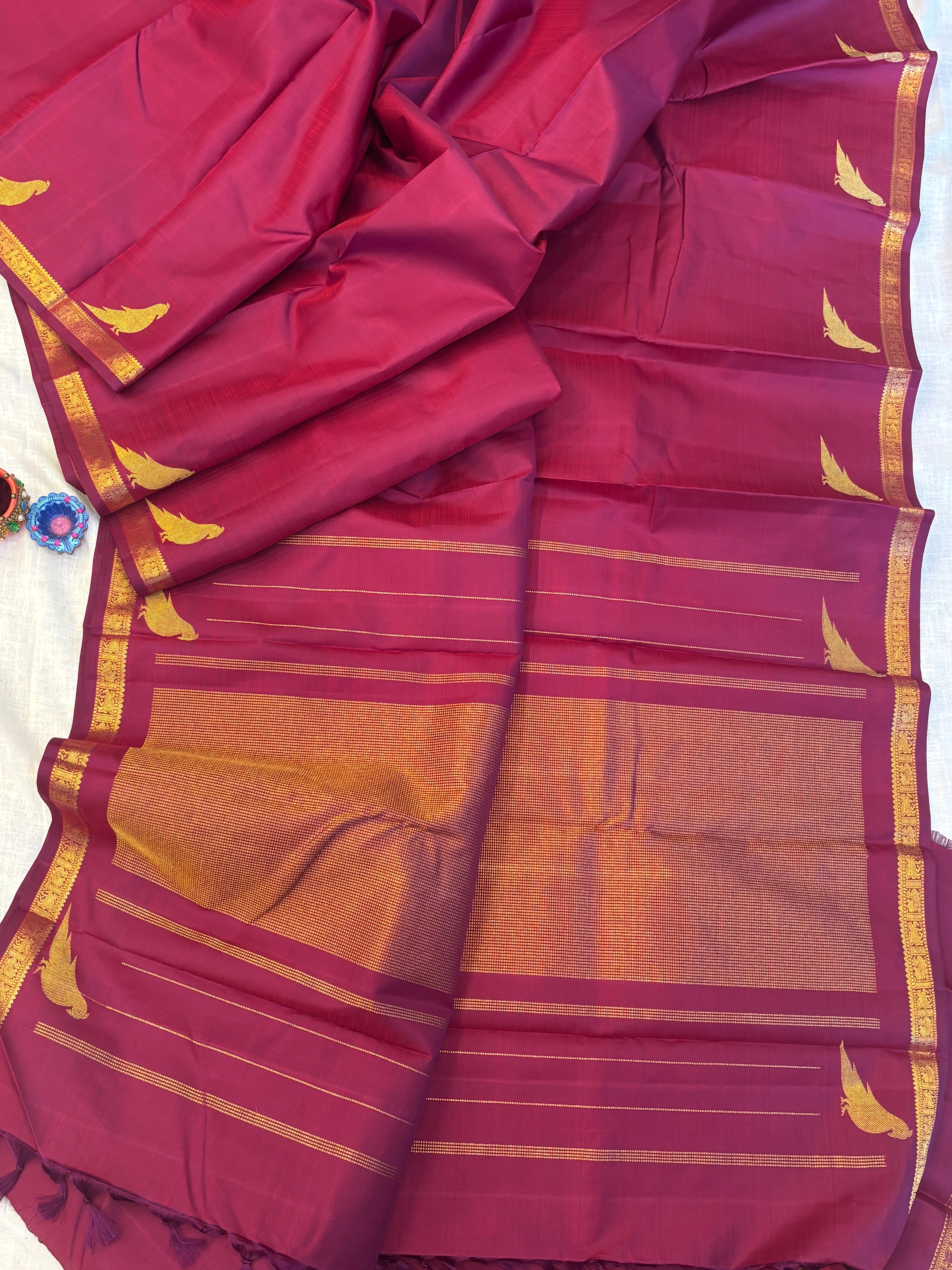 Pinkish Araku kondai killi / kanjipuram silk