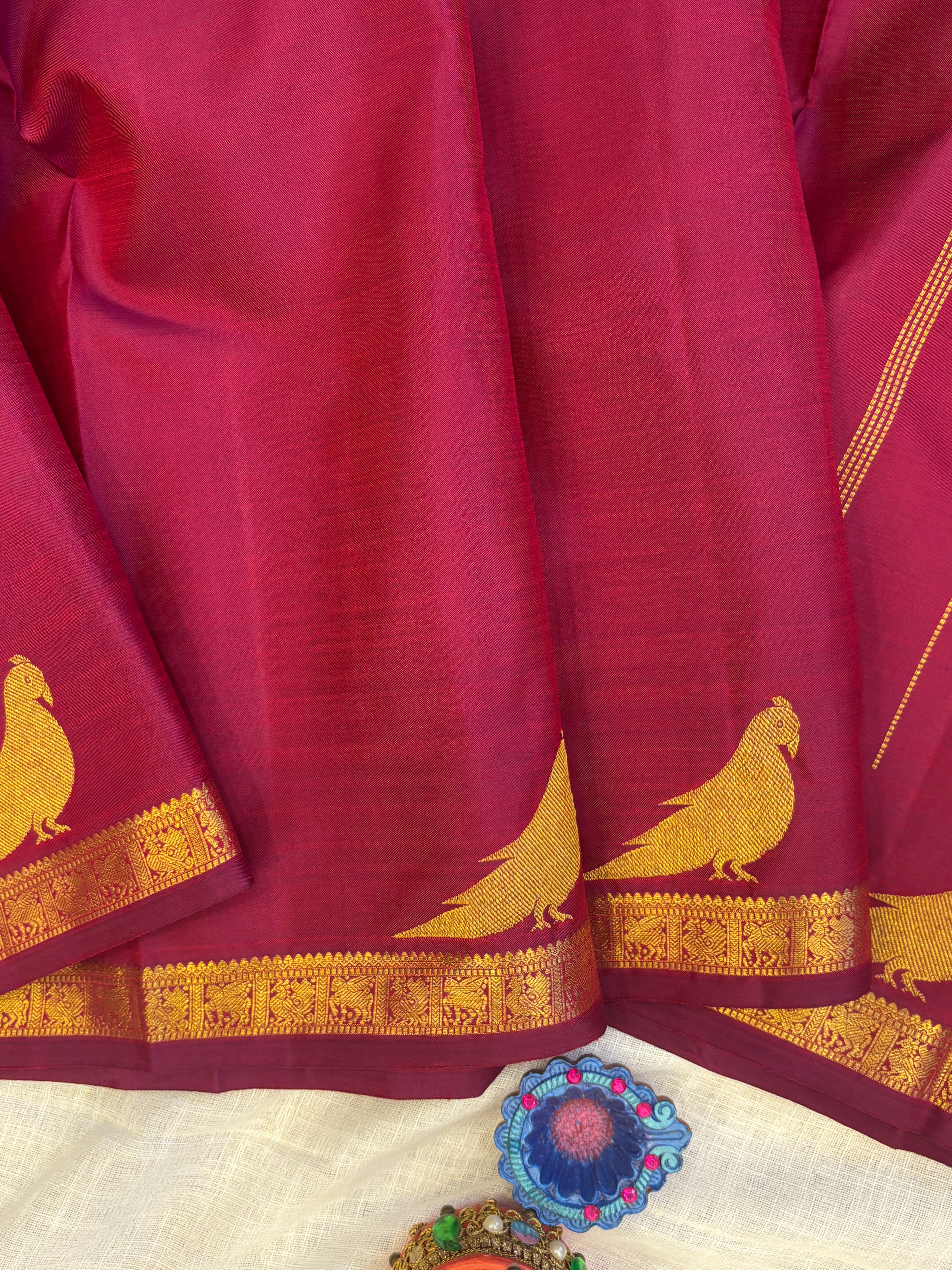Pinkish Araku kondai killi / kanjipuram silk