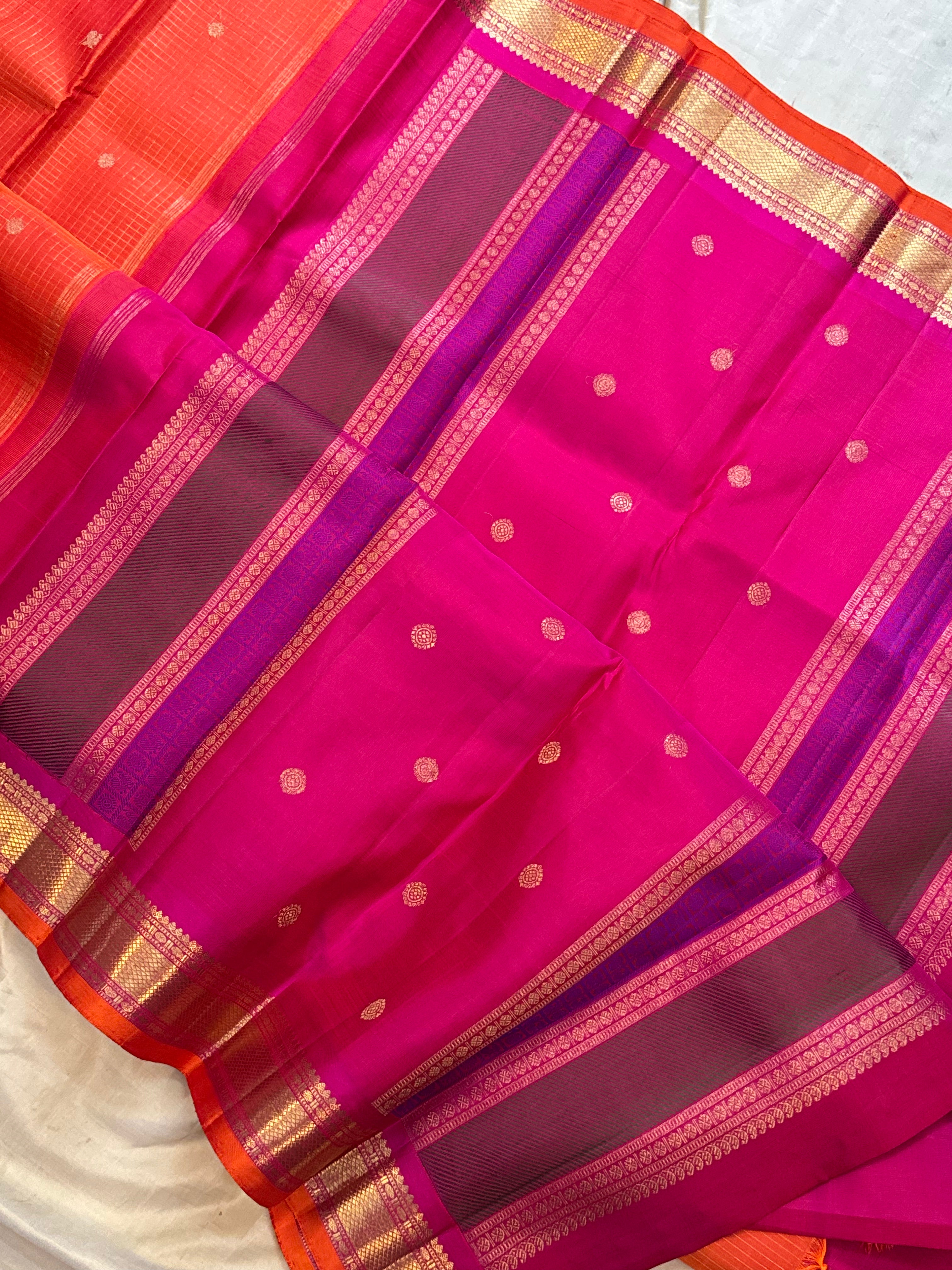 Orange zari kattam butta / Kanjipuram silk CLSA6958