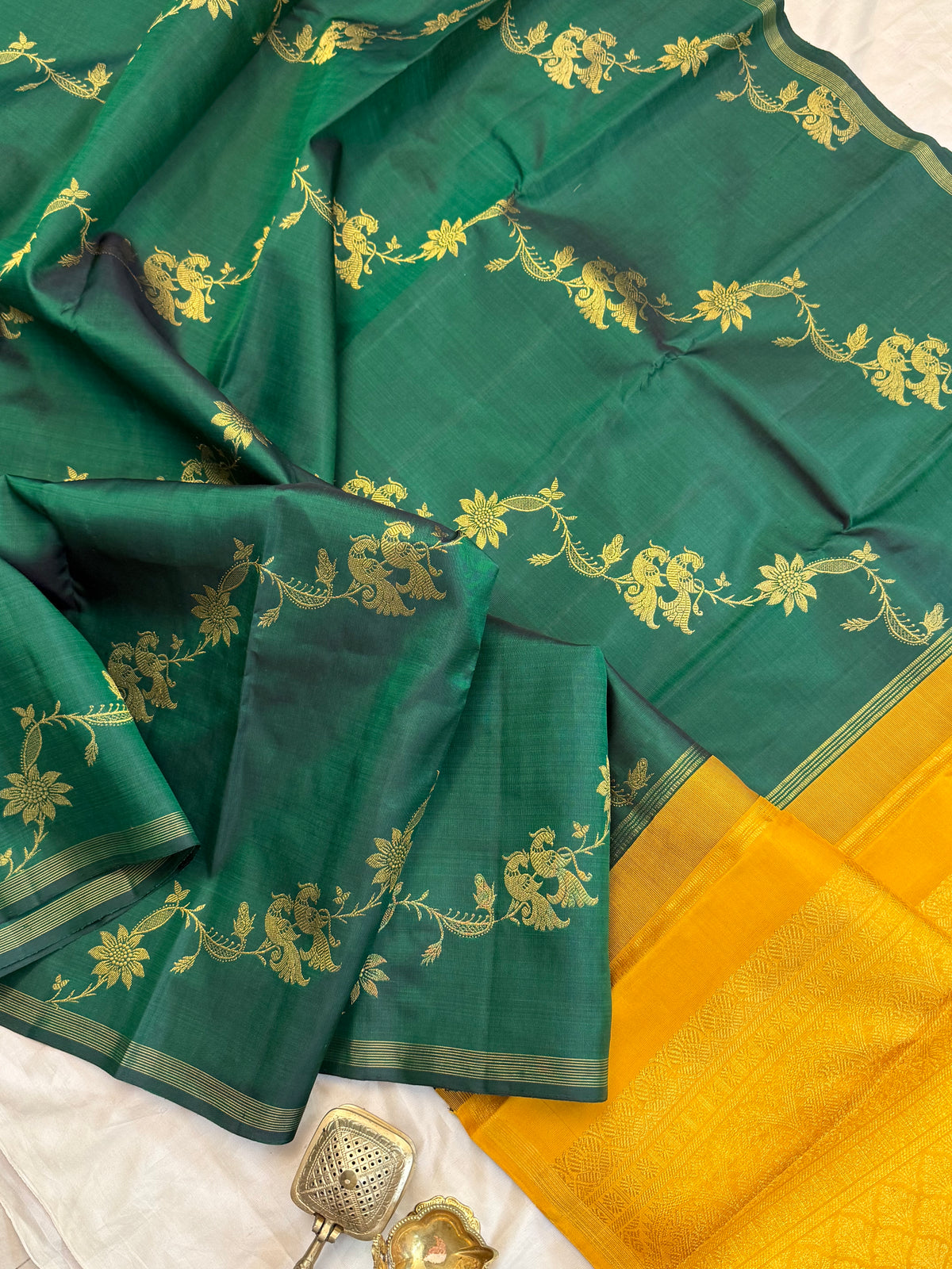Green Lehariya kanjipuram silk saree CLSA13073