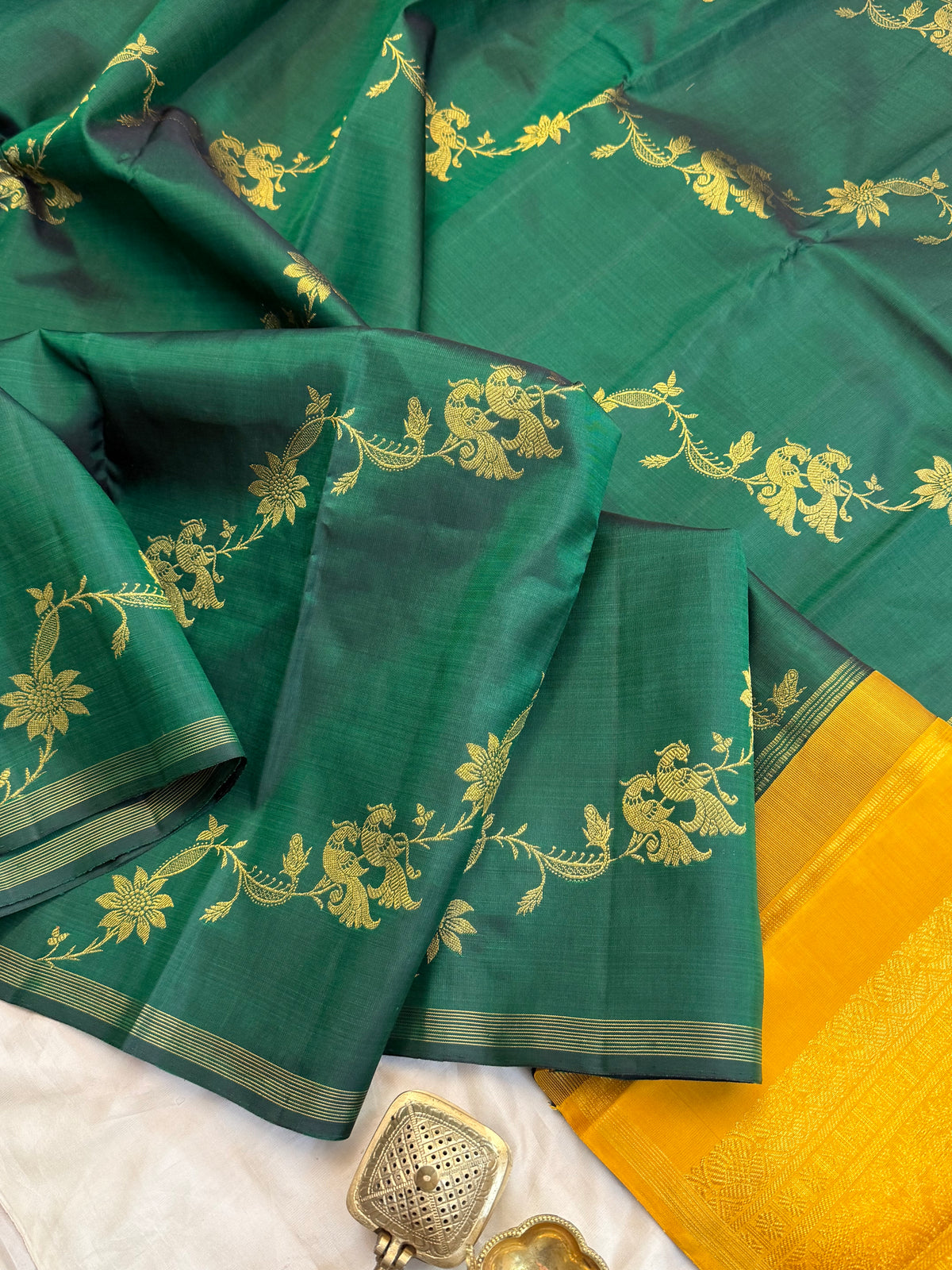 Green Lehariya kanjipuram silk saree CLSA13073