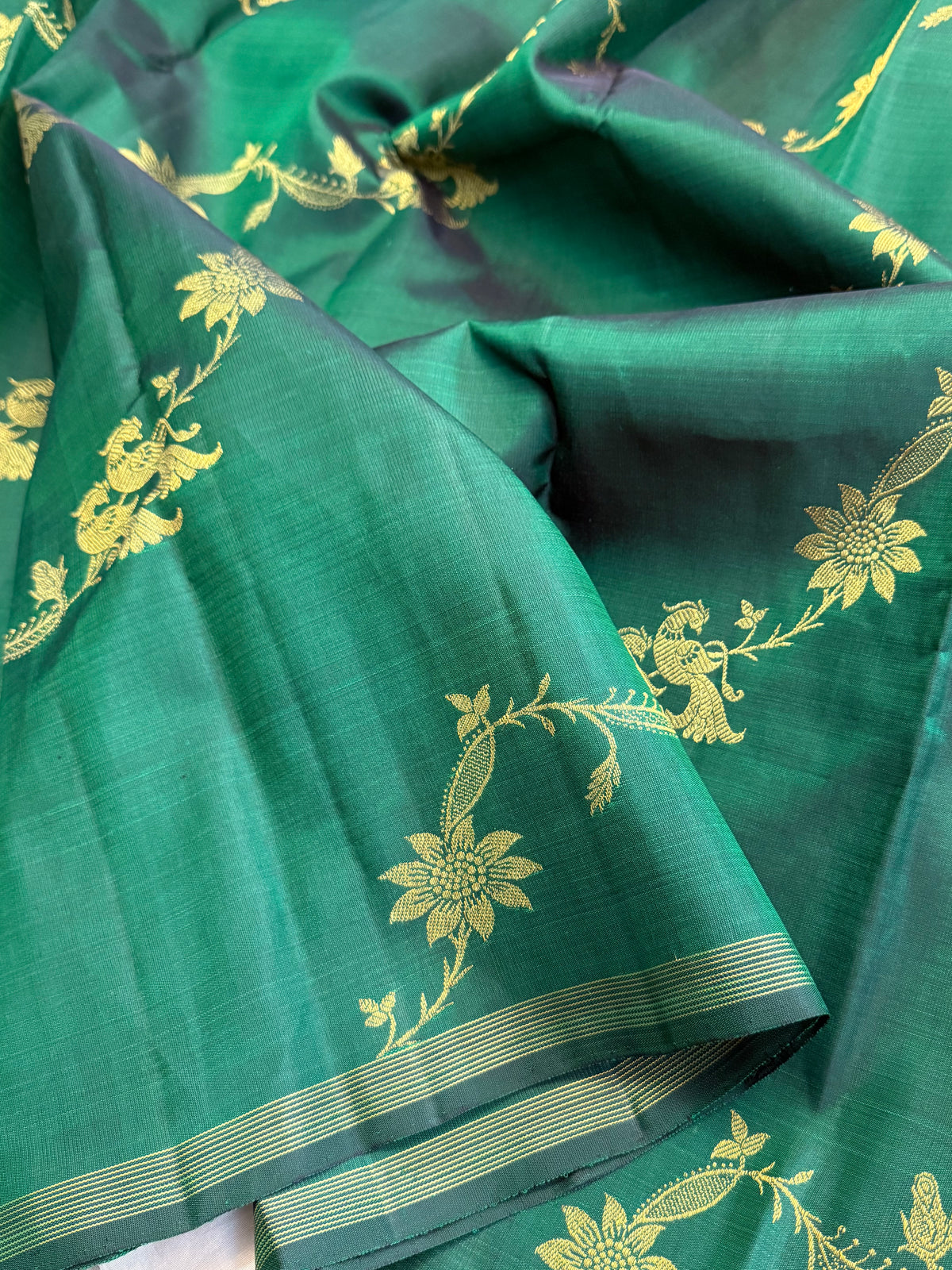 Green Lehariya kanjipuram silk saree CLSA13073