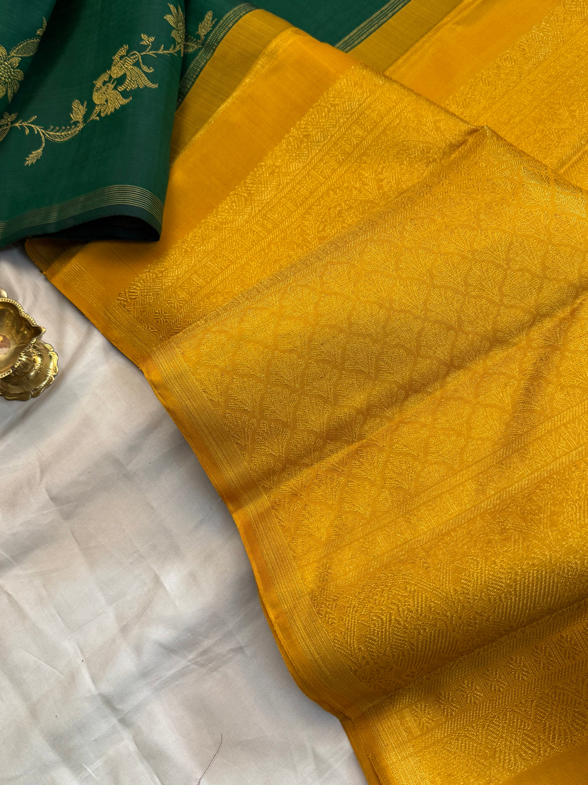Green Lehariya kanjipuram silk saree CLSA13073