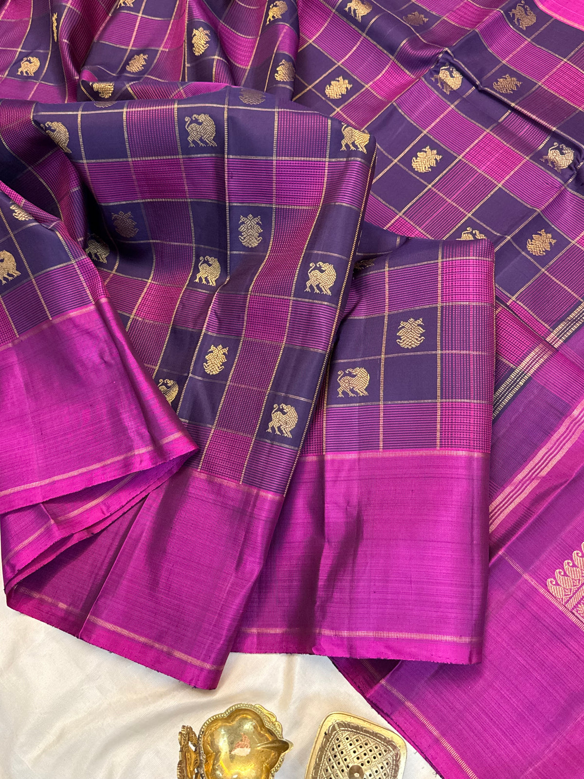 Chettinad Kattam with zari butta pure Zari/kanjipuram silk saree clsa 13040