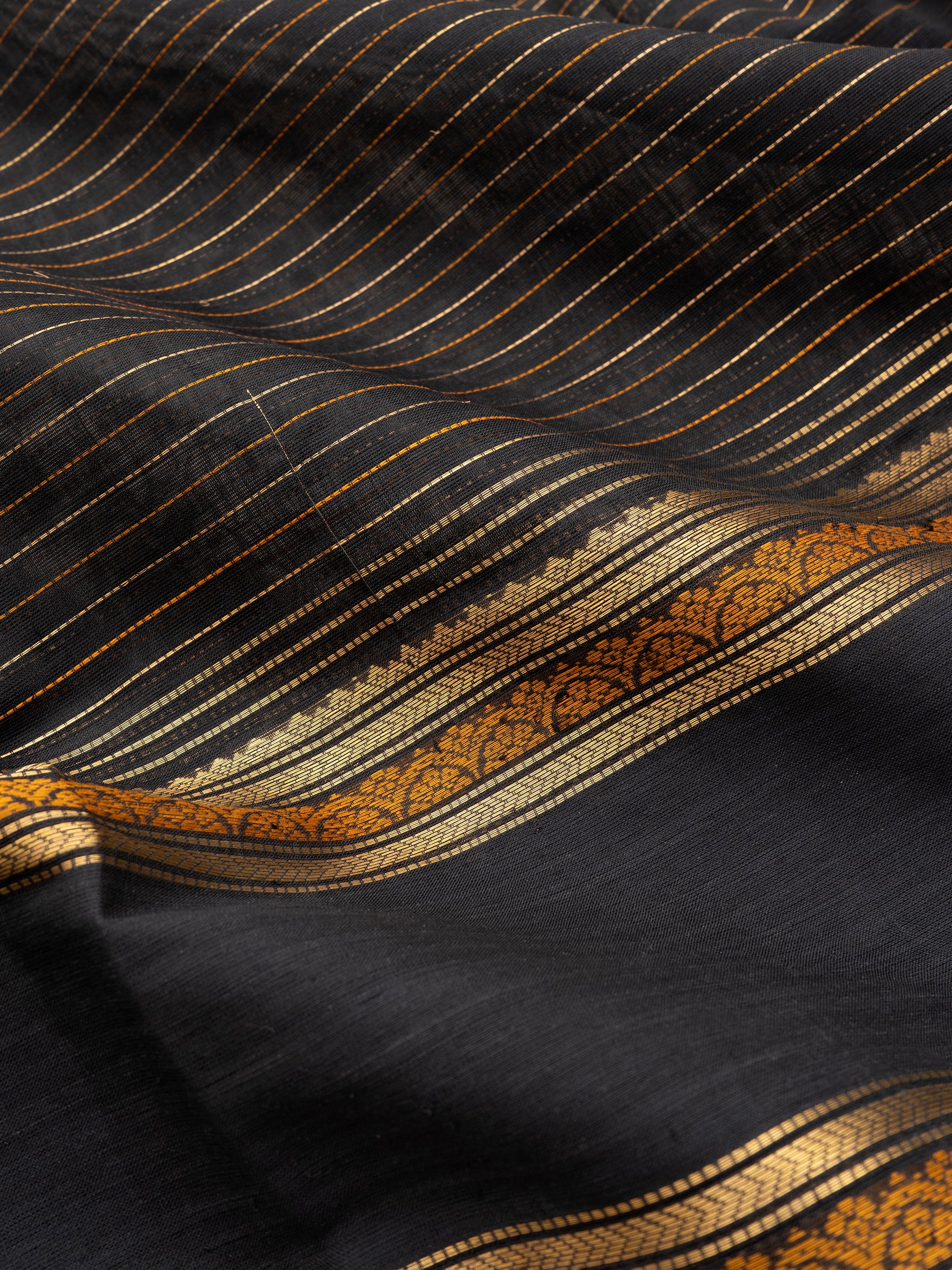 Black stripes - rettapet border/ Silk Cotton Saree CLSA8327