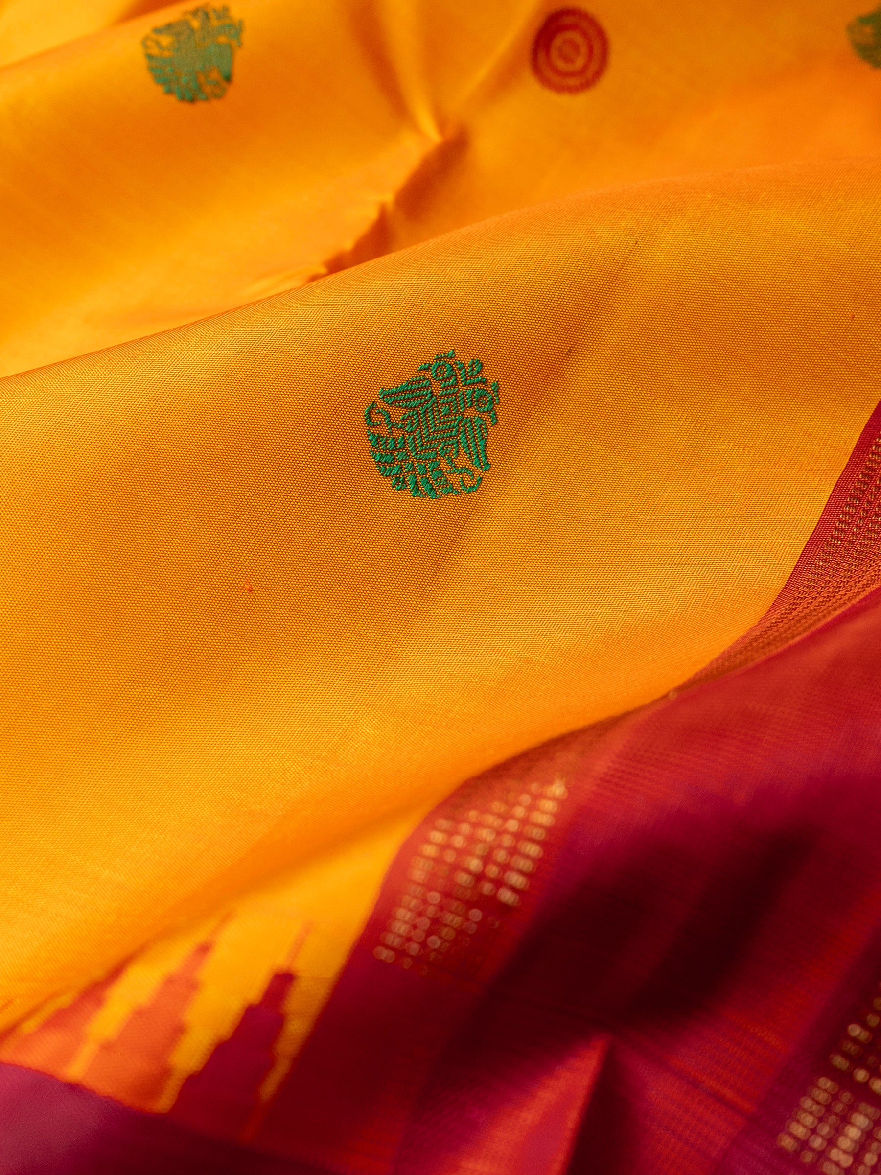 Mango yellow thread Butta / pure Kanjipuram Saree CLSA9279
