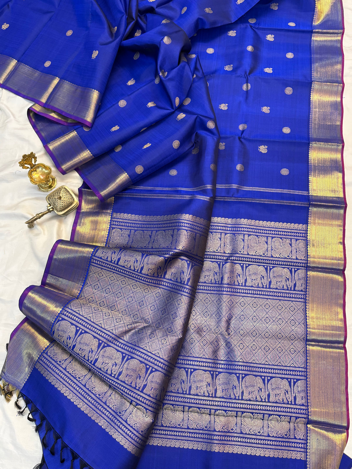 Blue with Annam chakram pure Zari/kanjipuram silk saree clsa 7776