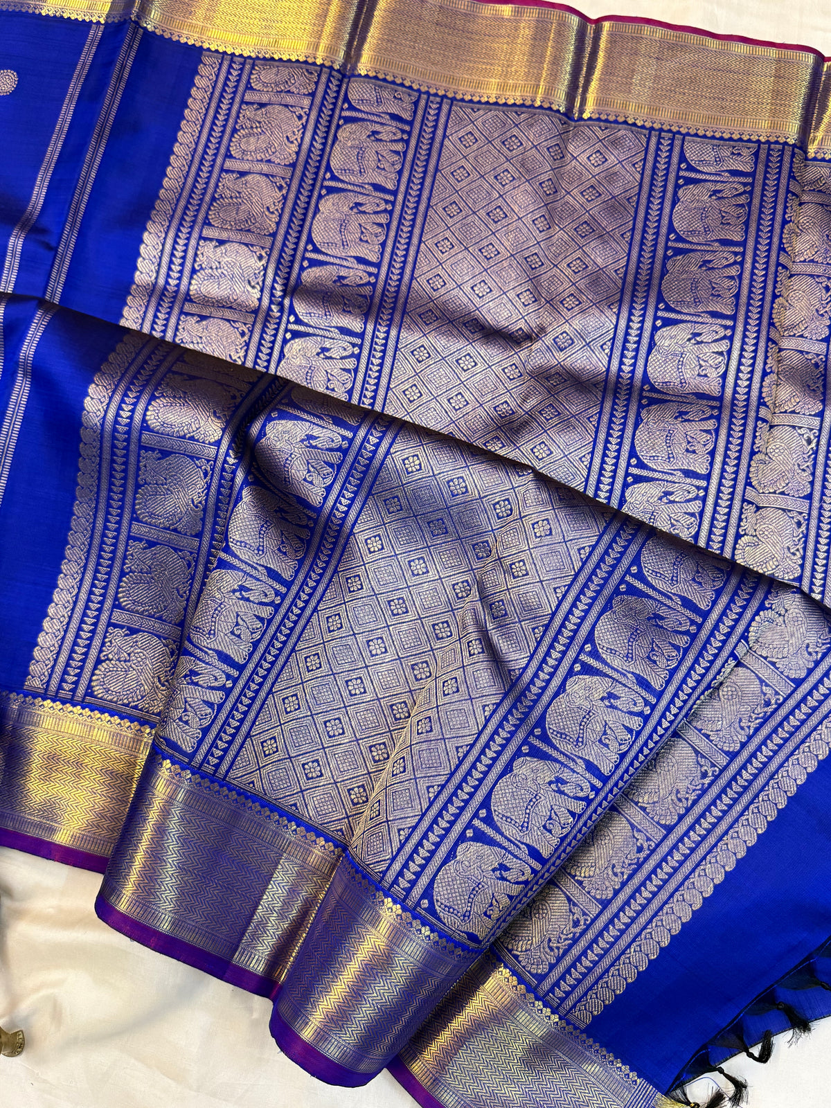 Blue with Annam chakram pure Zari/kanjipuram silk saree clsa 7776