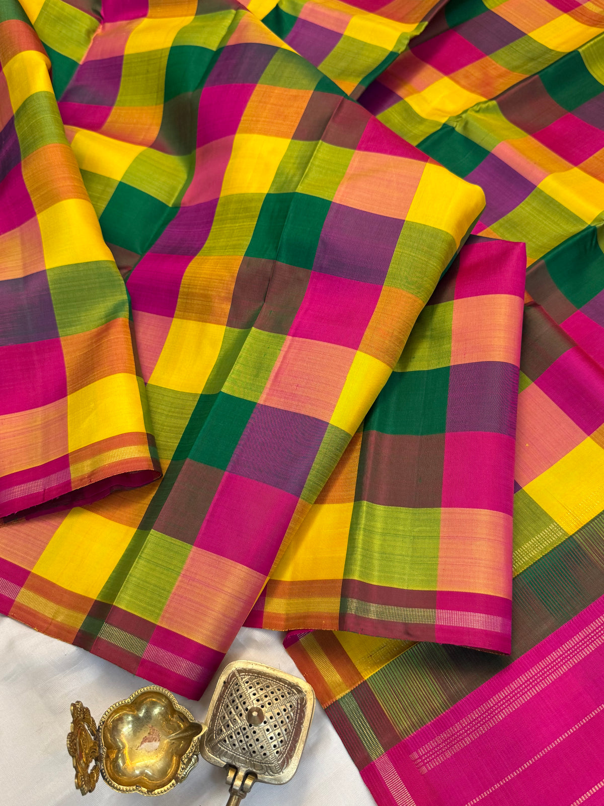 Paalum Pazhamum checks/kanjipuram silk saree clsa 13049