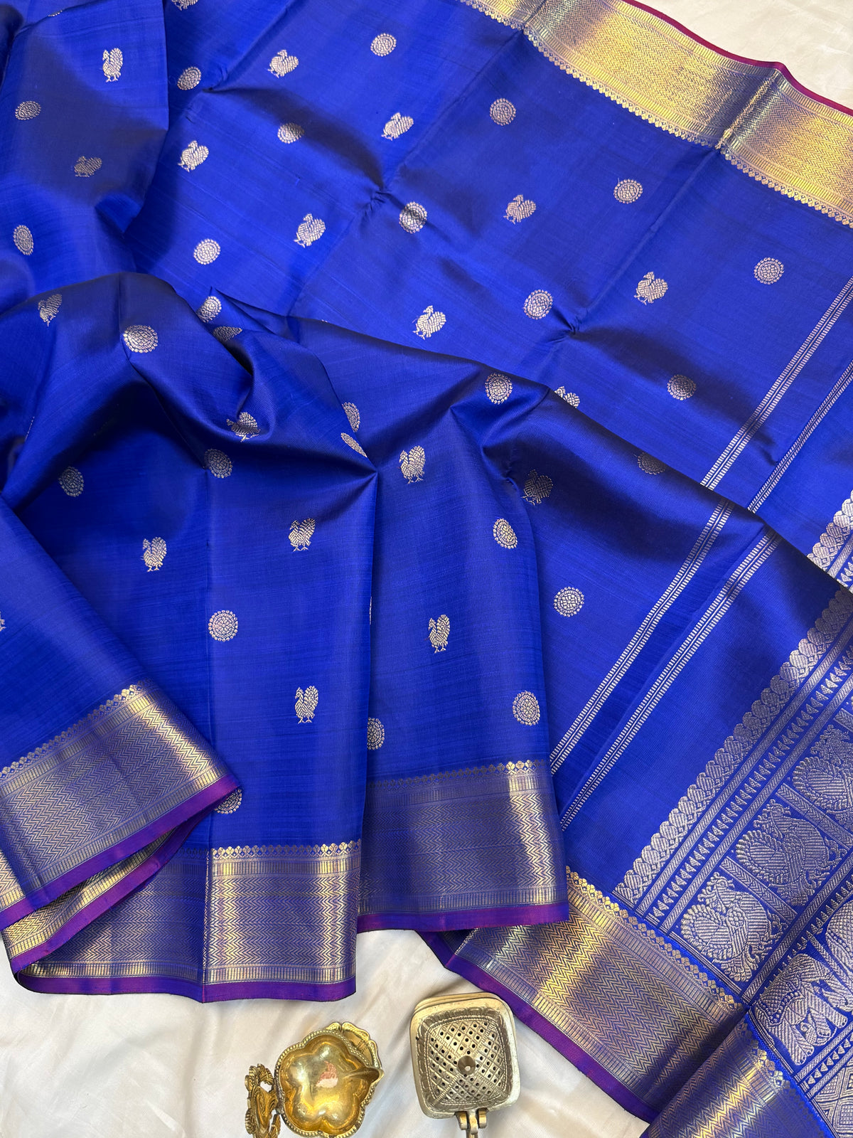 Blue with Annam chakram pure Zari/kanjipuram silk saree clsa 7776