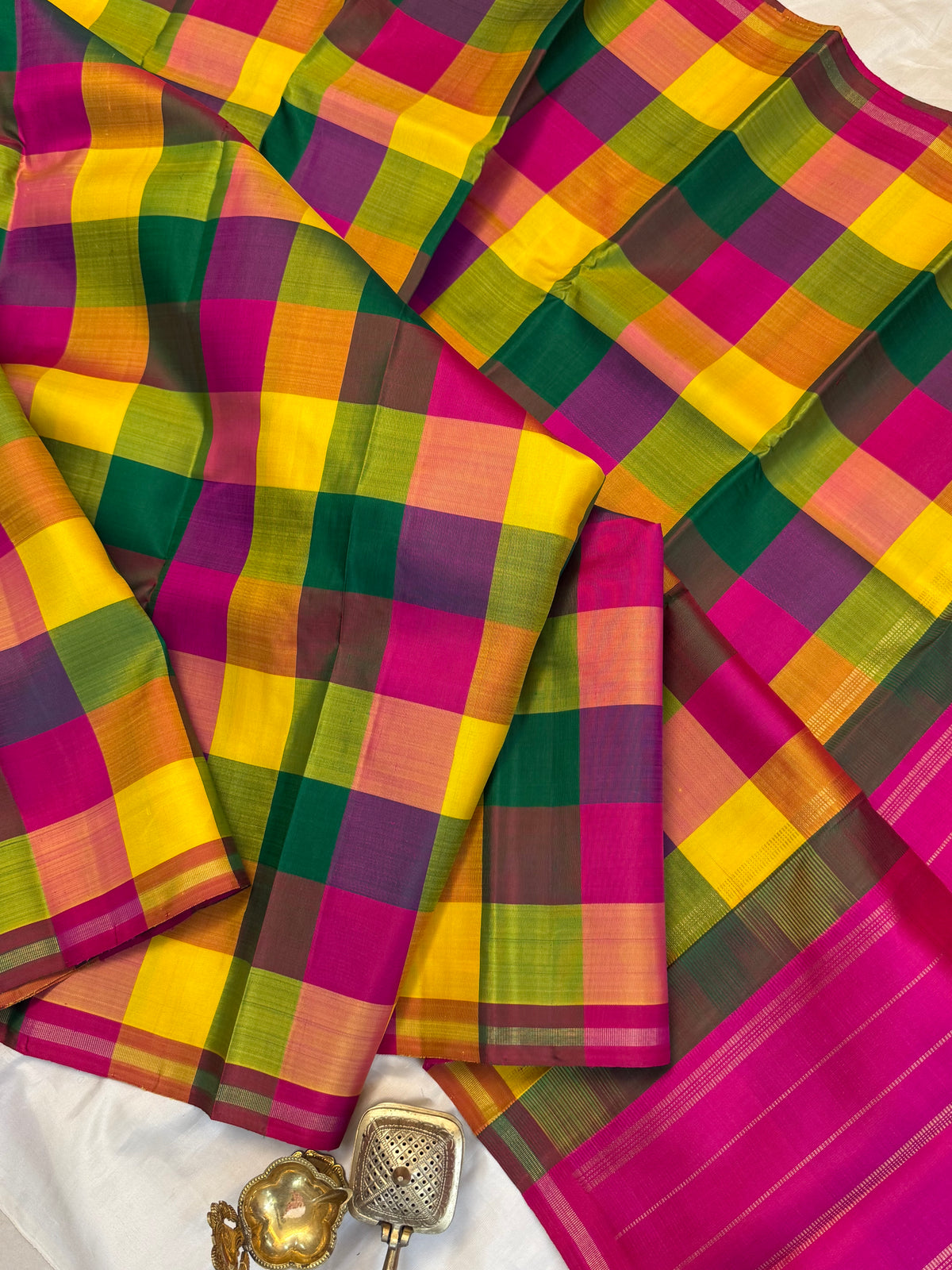 Paalum Pazhamum checks/kanjipuram silk saree clsa 13049