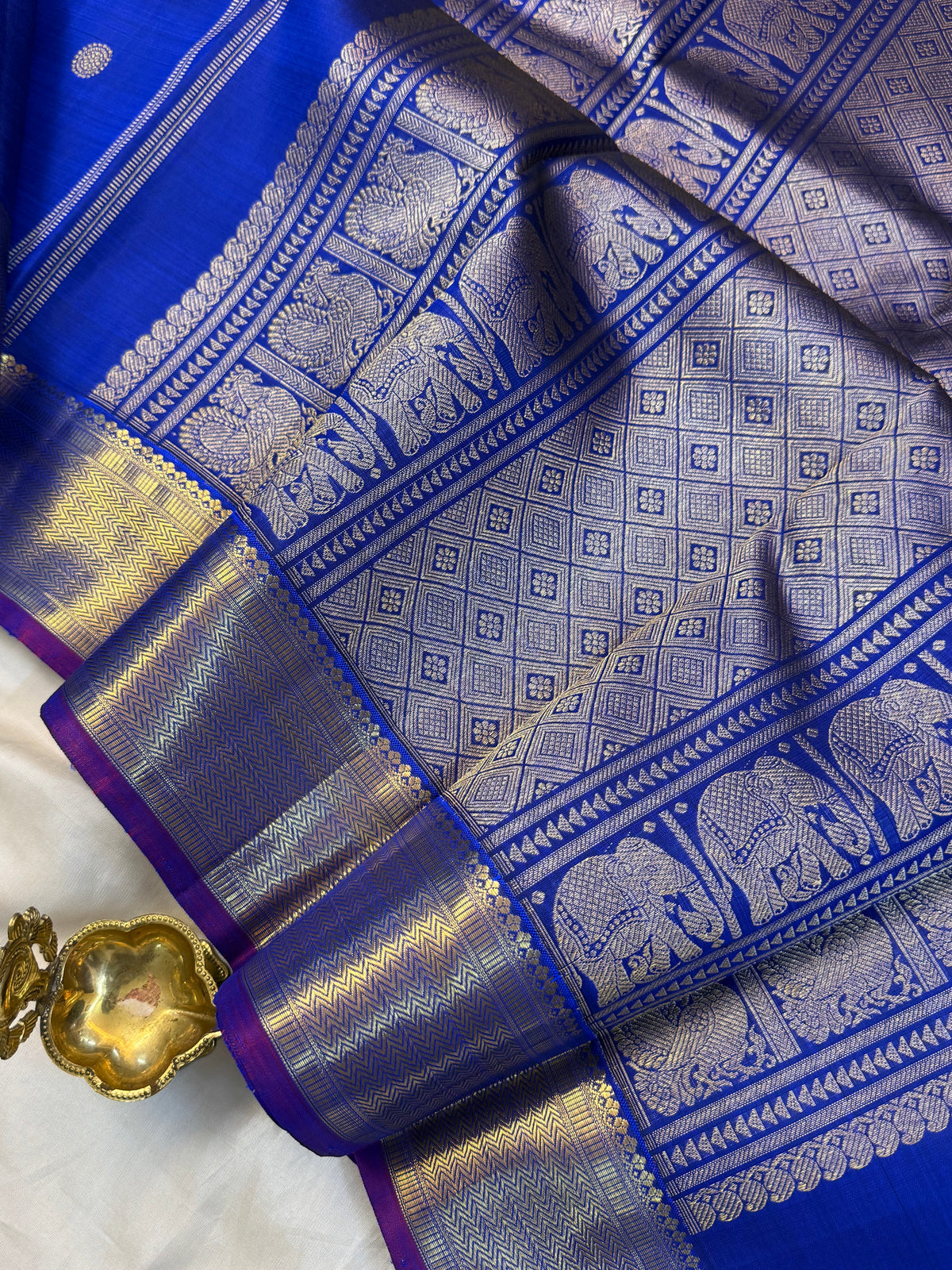 Blue with Annam chakram pure Zari/kanjipuram silk saree clsa 7776