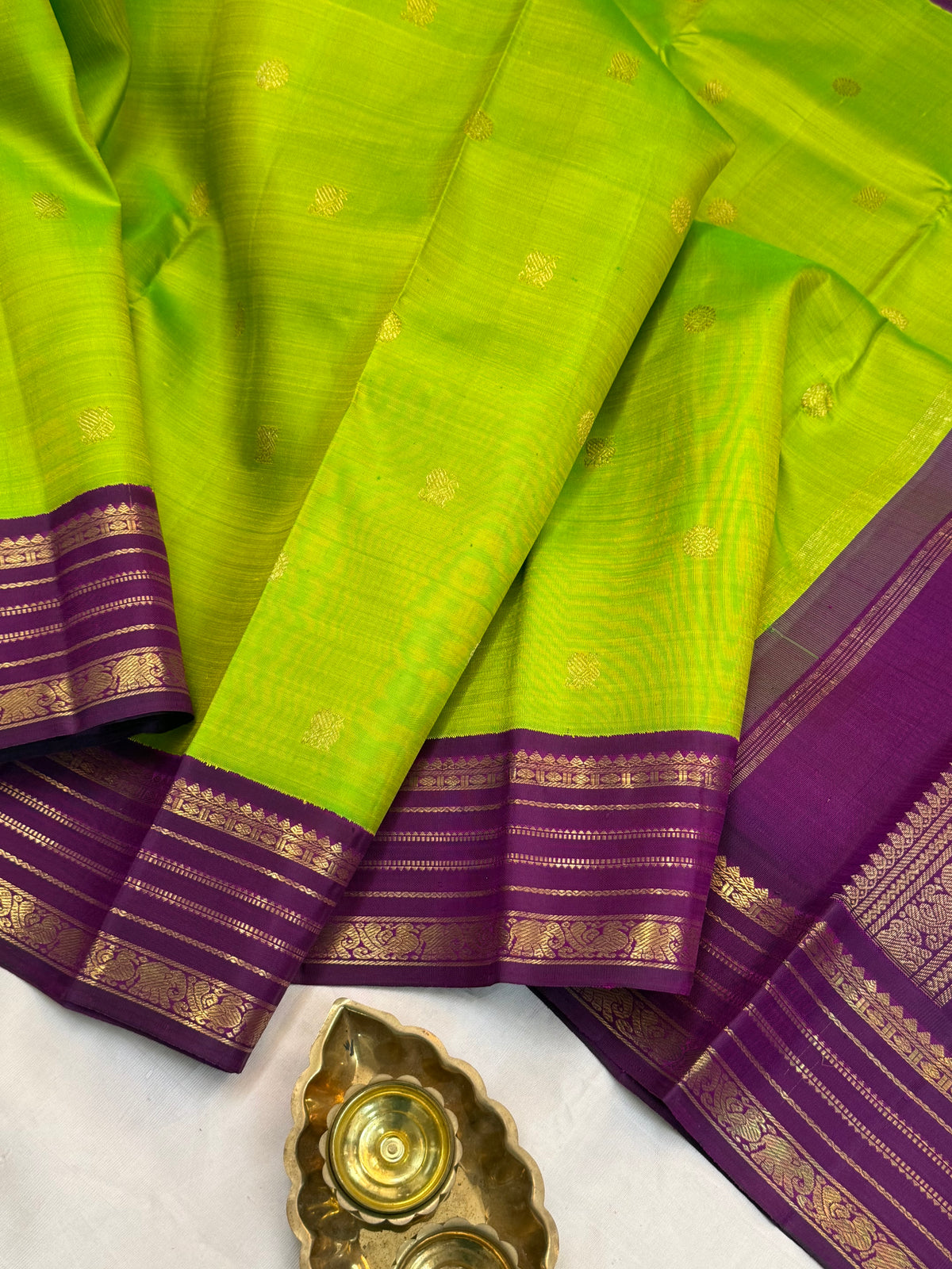 Sneha green body deep purple border Kai Korvai CLSA11653