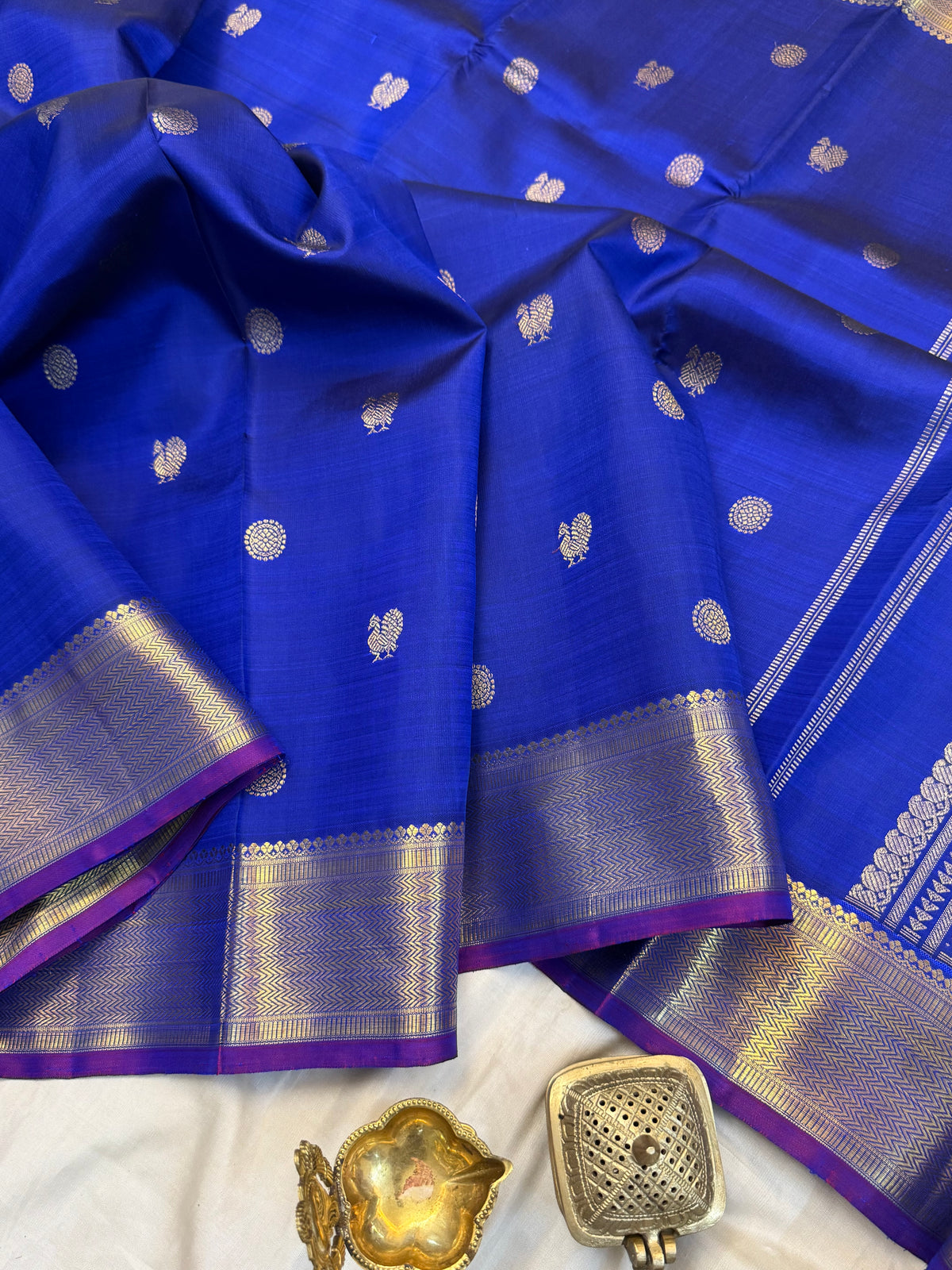 Blue with Annam chakram pure Zari/kanjipuram silk saree clsa 7776